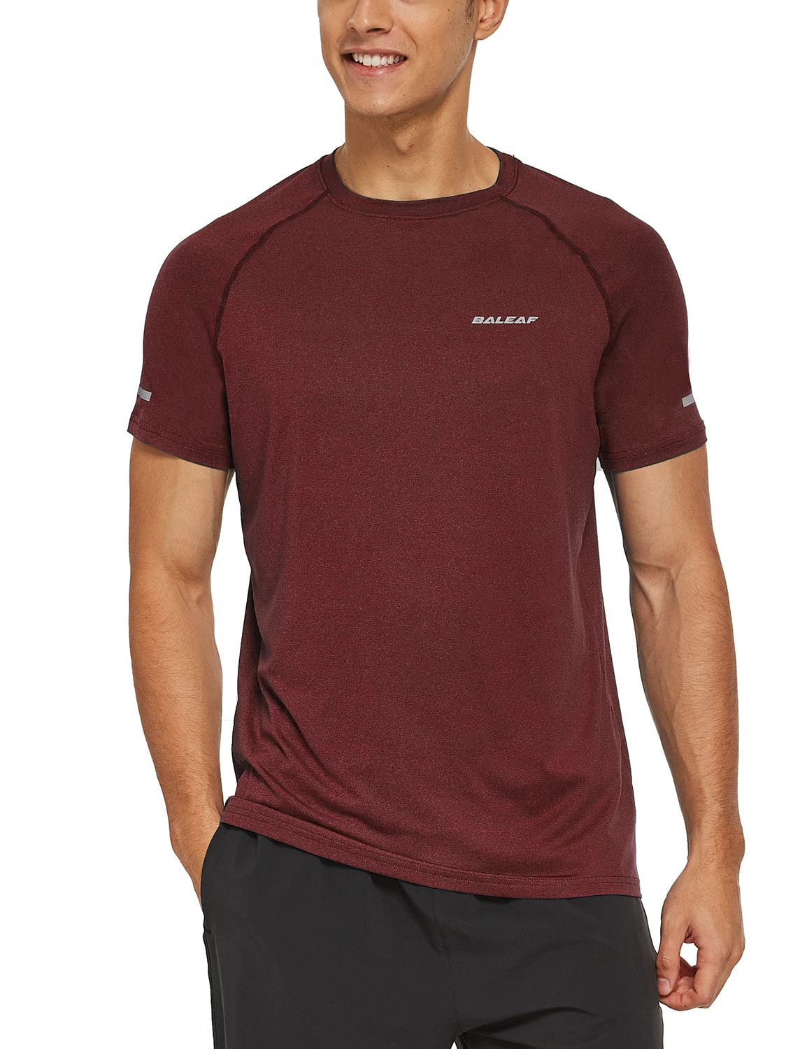 BALEAF Men's Quick Dry Short Sleeve T-Shirt - Moisture Wicking Activewear for Running, Workout & Gym - Lightweight Breathable Athletic Shirt for Sports & Outdoor Activities