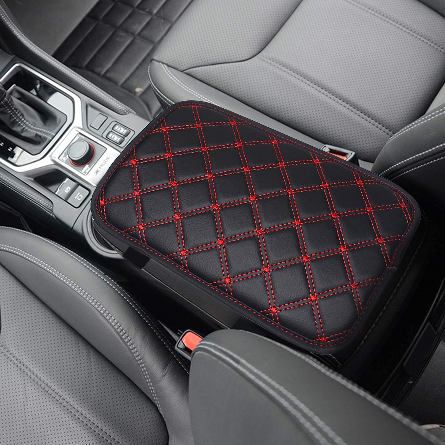 Premium Universal Red Leather Car Armrest Cover - Waterproof Center Console Protector for Most Vehicles | Car Interior Accessories | Perfect for Daily Commute & Road Trips
