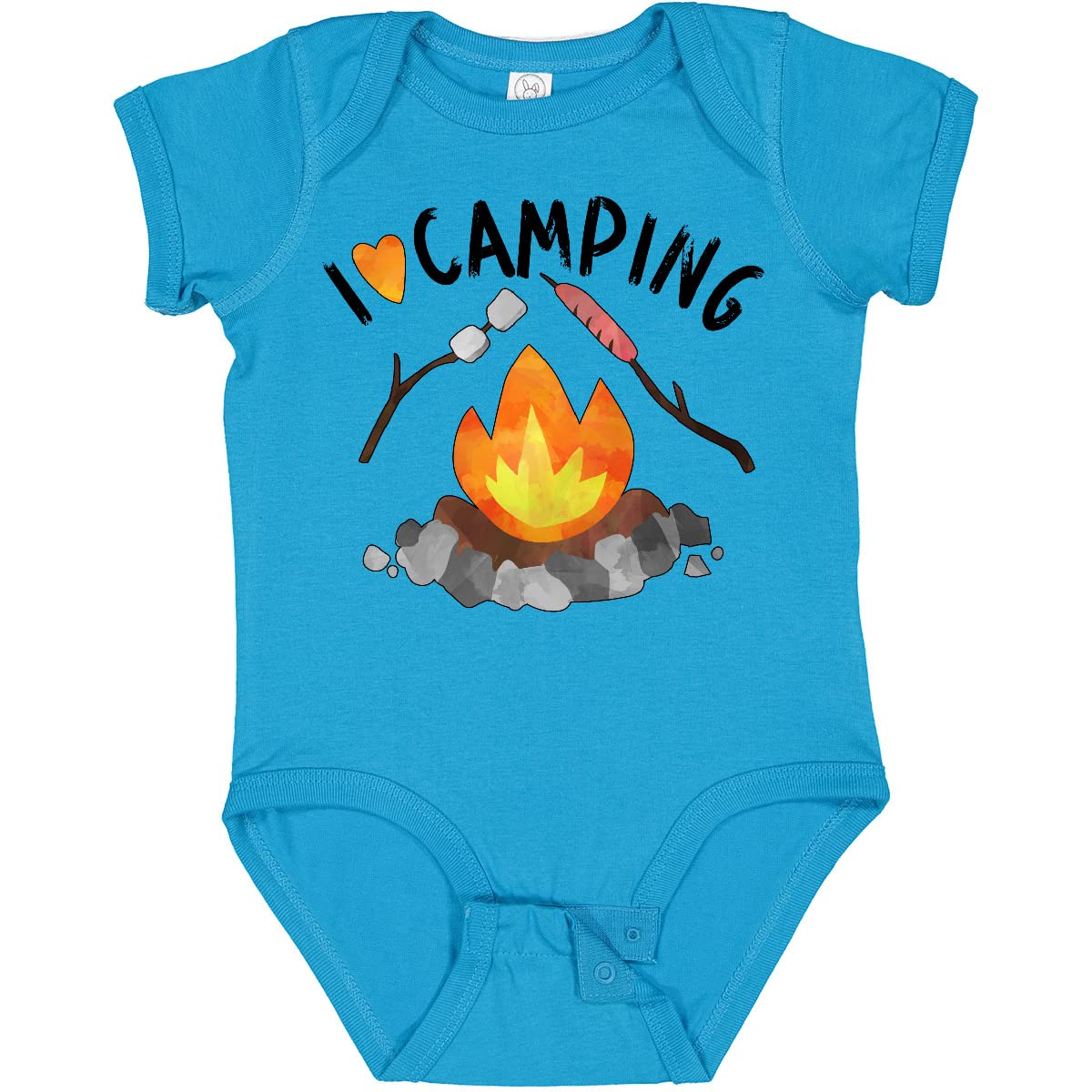 Inktastic I Love Camping Baby Bodysuit - Cute Campfire, Hot Dog & Marshmallows Design - Perfect for Outdoor Adventures, Family Trips & Baby Photoshoots