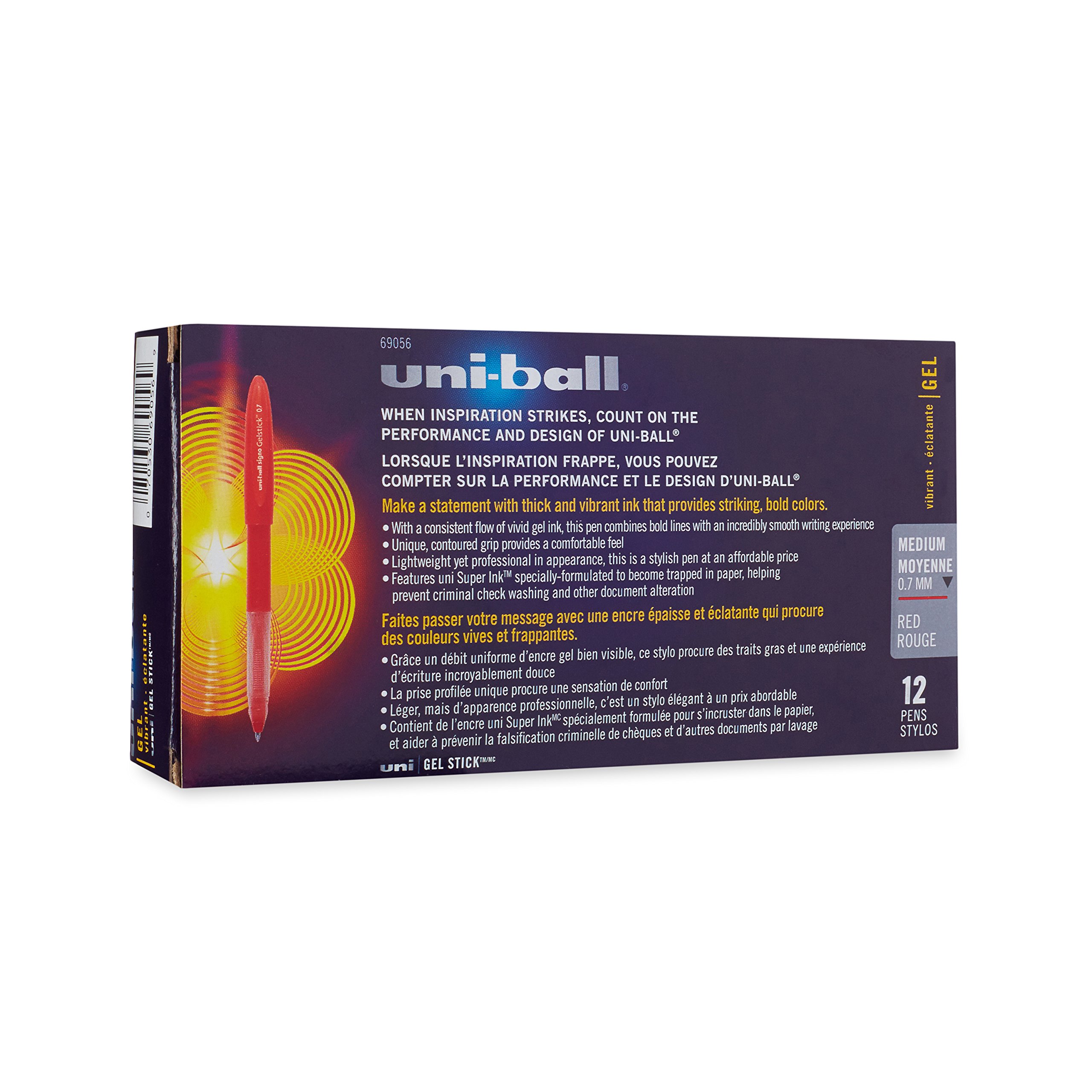 Uniball Signo 207 Gel Pen Set - 12 Pack Red 0.7mm Medium Point Gel Pens for Smooth Writing | Office Supplies, School, Art Projects, Note Taking & Journaling | Premium Ink Pens, Colored Gel Pens, Fine Point Pens