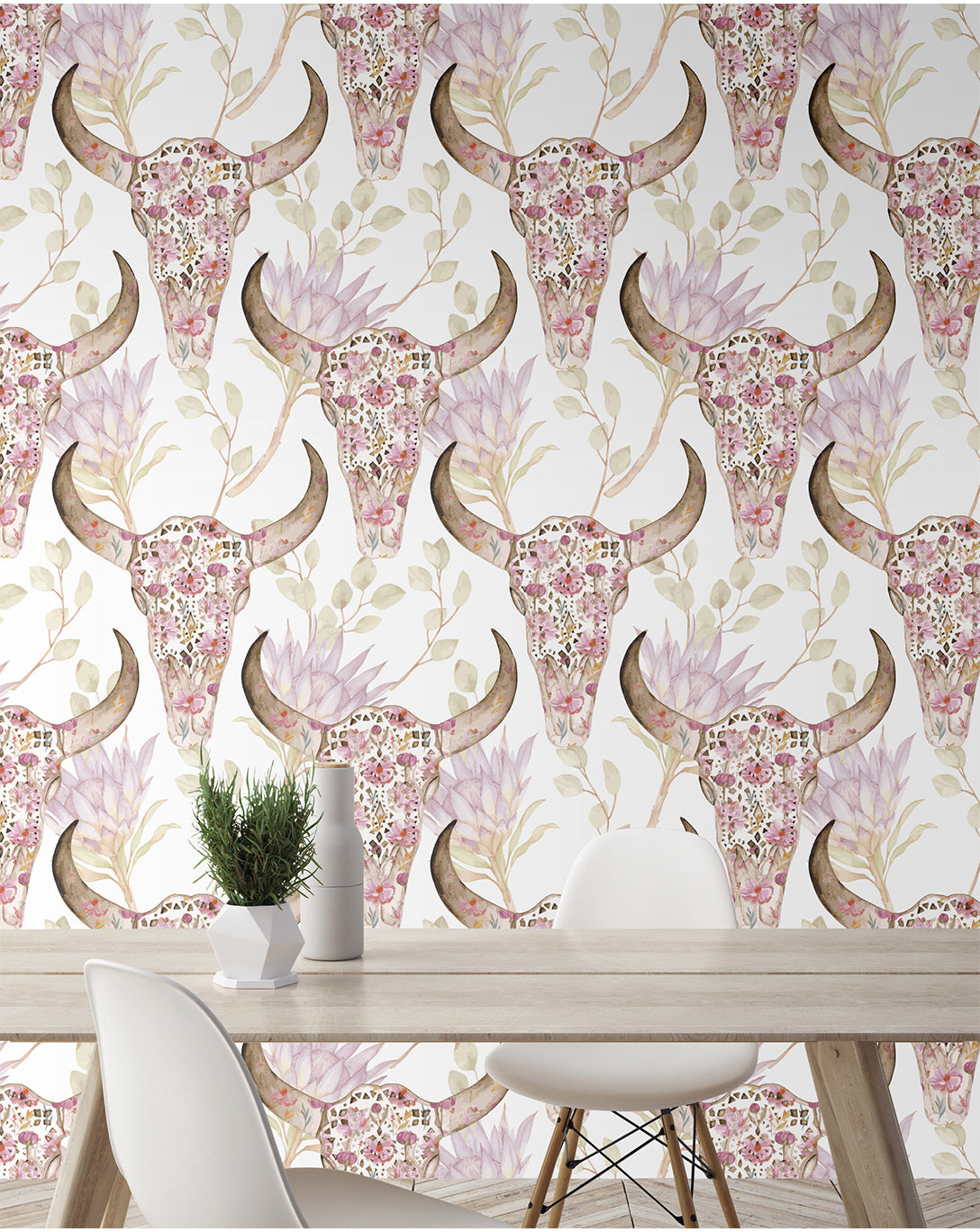 Flowers & Skulls Gothic Wallpaper Roll - Dark Aesthetic Peel and Stick Wall Mural for Bedroom, Living Room, or Home Office Decor