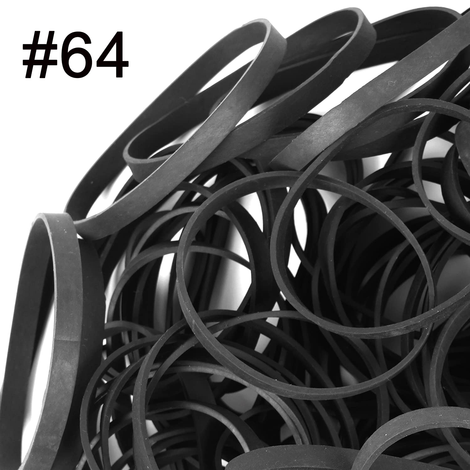 #64 Rubber Bands - 120 Pieces (0.6lb) Black Elastic Office Bands for File Folders, Litter Box, Mail & Packaging - Heavy Duty Rubber Bands for Office, Home & DIY Projects