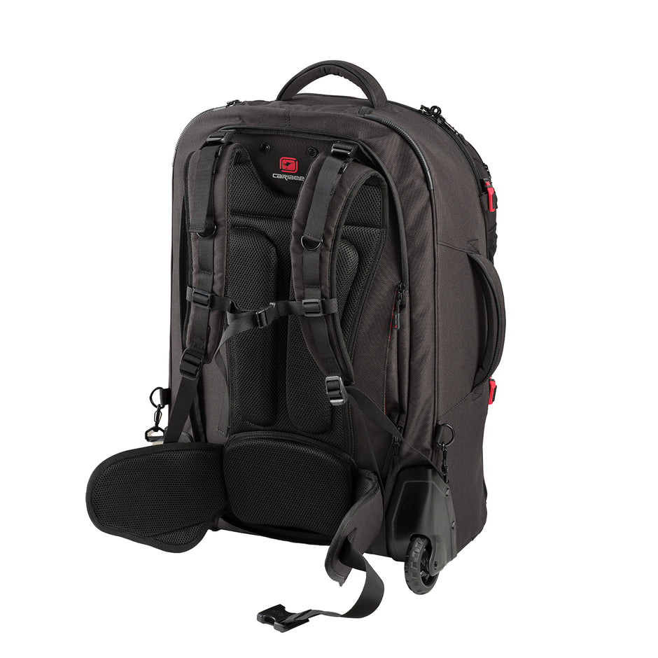 Caribee Skymaster 70L III Wheeled Travel Backpack - Black | Durable Rolling Luggage for Air Travel, Camping & Outdoor Adventures