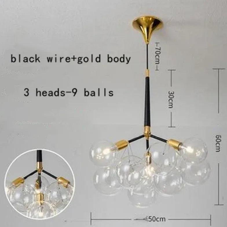 Elegant Transparent Glass Bubble Chandelier - Modern Artistic Lighting Fixture for Dining Room, Living Room & Bedroom Decor