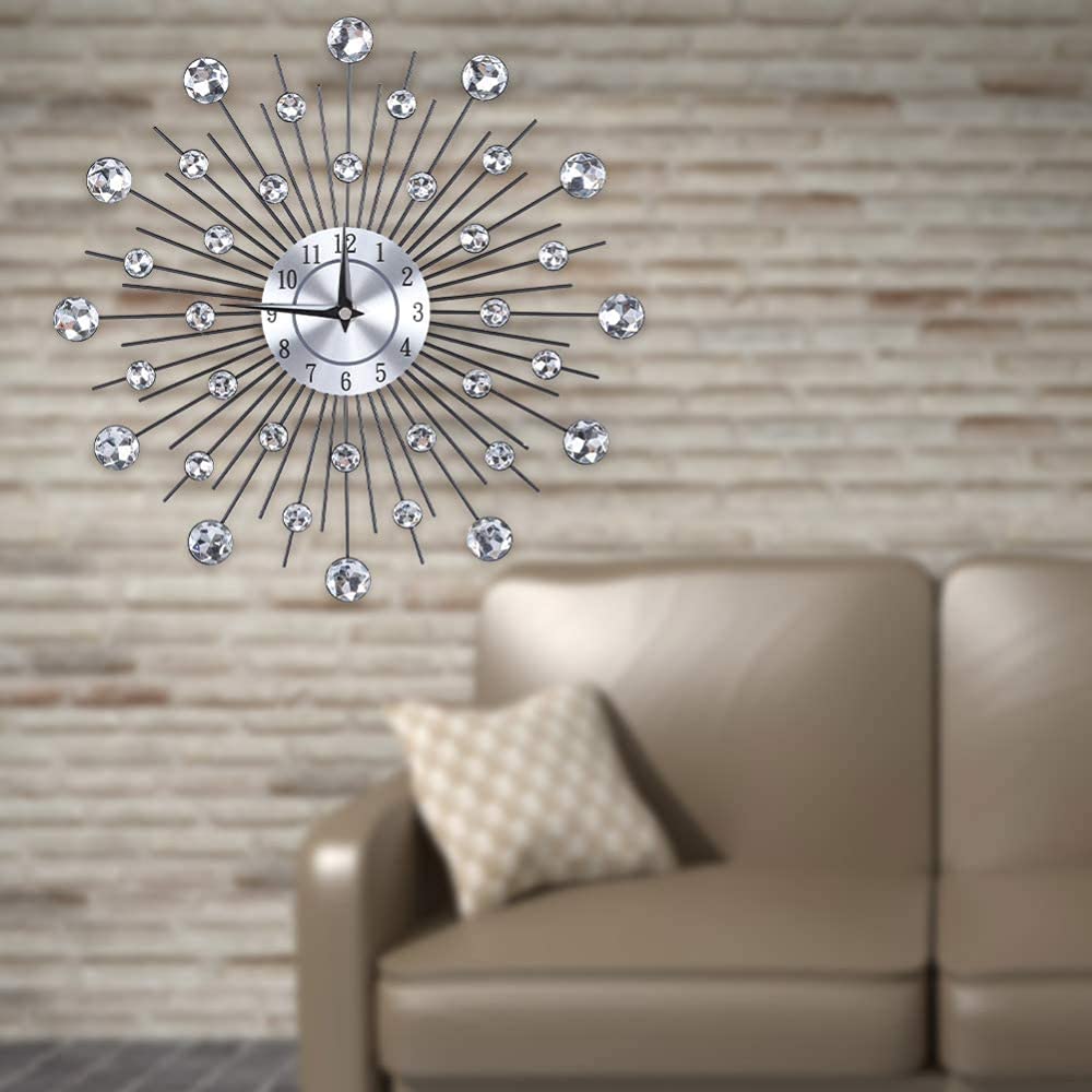 Elegant Silver 3D Flower Wall Clock - Silent Non-Ticking Round Metallic Decor for Living Room, Office, School & Bedroom | Perfect Home & Workspace Decoration