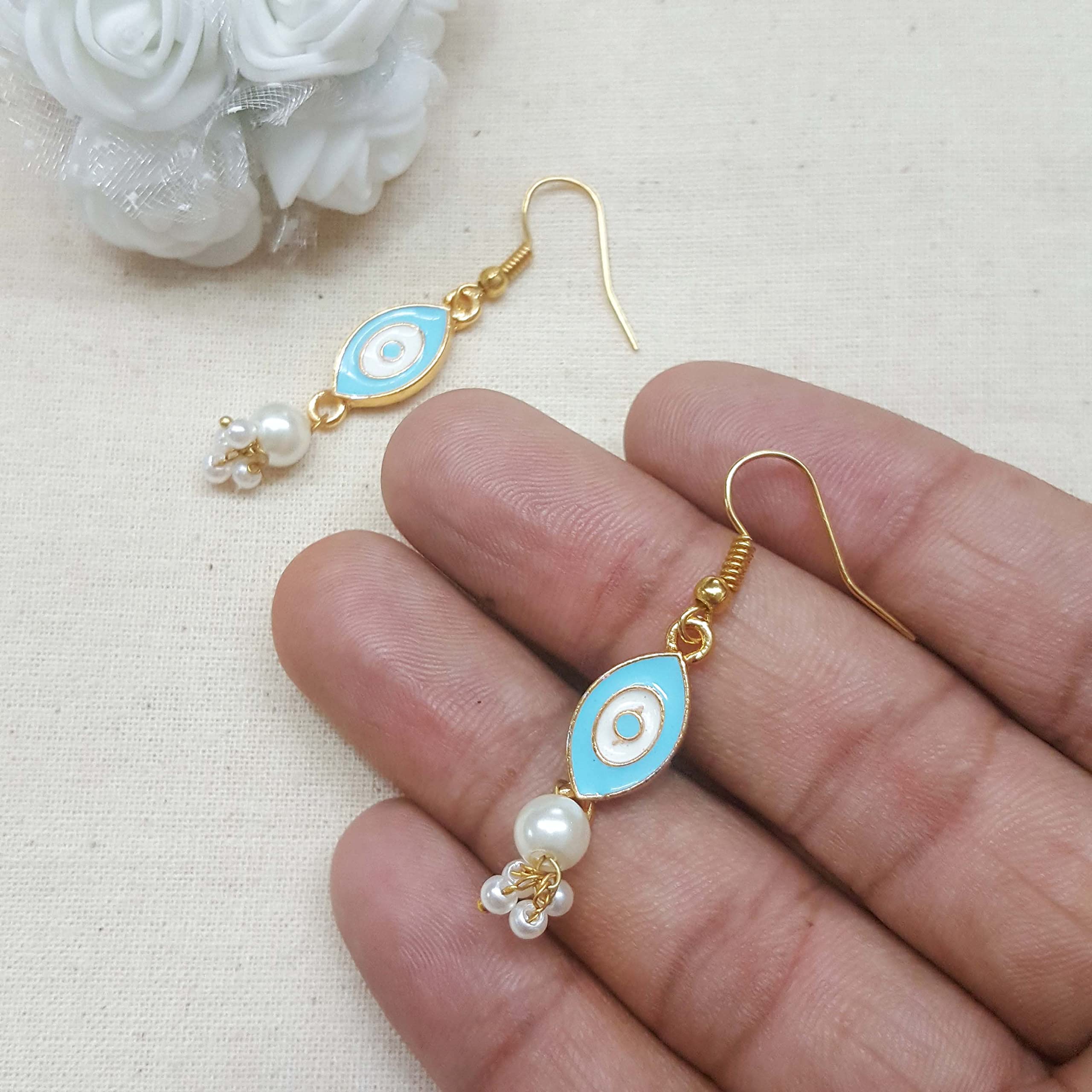 Evil Eye Dangler Earrings for Women & Girls | Protection Jewelry with Hook Design | Perfect for Parties, Weddings & Everyday Wear (KTC-2703)