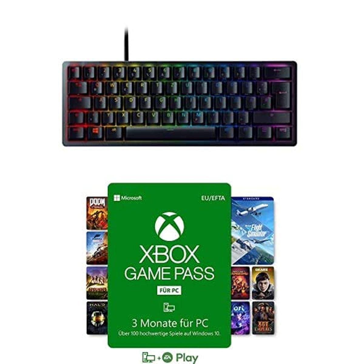 Razer Huntsman Mini 60% Compact Gaming Keyboard - Linear Red Opto-Mechanical Switches, PBT Keycaps, Detachable USB-C Cable | QWERTZ DE Layout, Black | Perfect for Esports, Streaming & Office Work