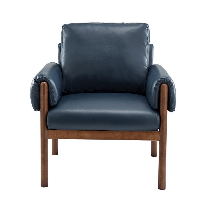 Henry Vegan Leather Armchair - Modern PU Leather Lounge Chair for Living Room, Office & Bedroom - Comfortable Mid-Century Style Accent Chair with Sturdy Metal Legs