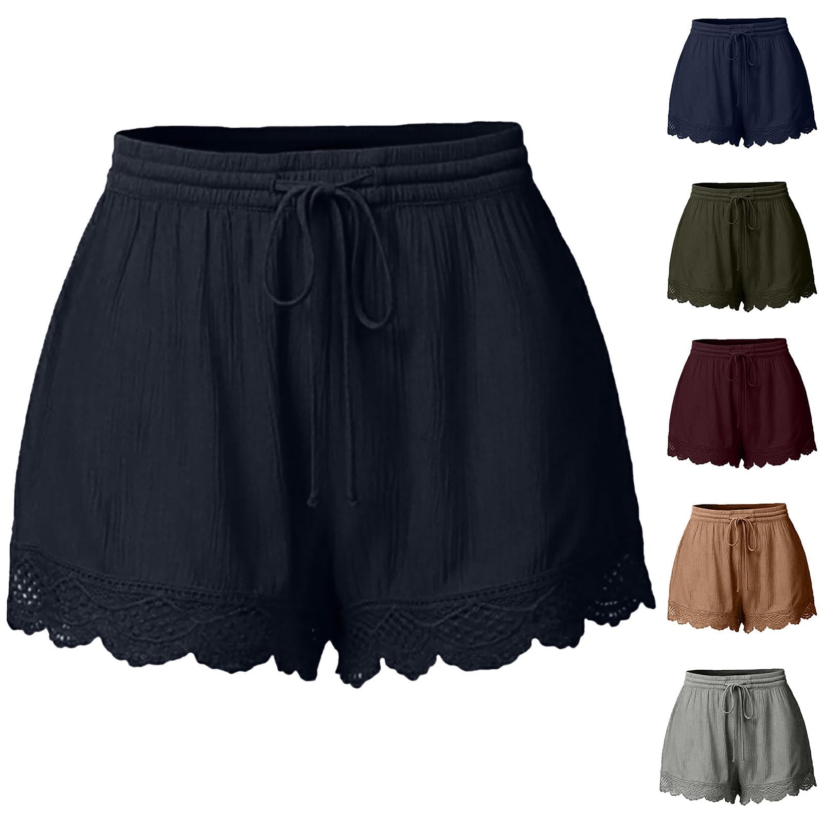 Plus Size Yoga Shorts for Women - Quick Dry Lace Athletic Shorts for Lounge & Workouts
