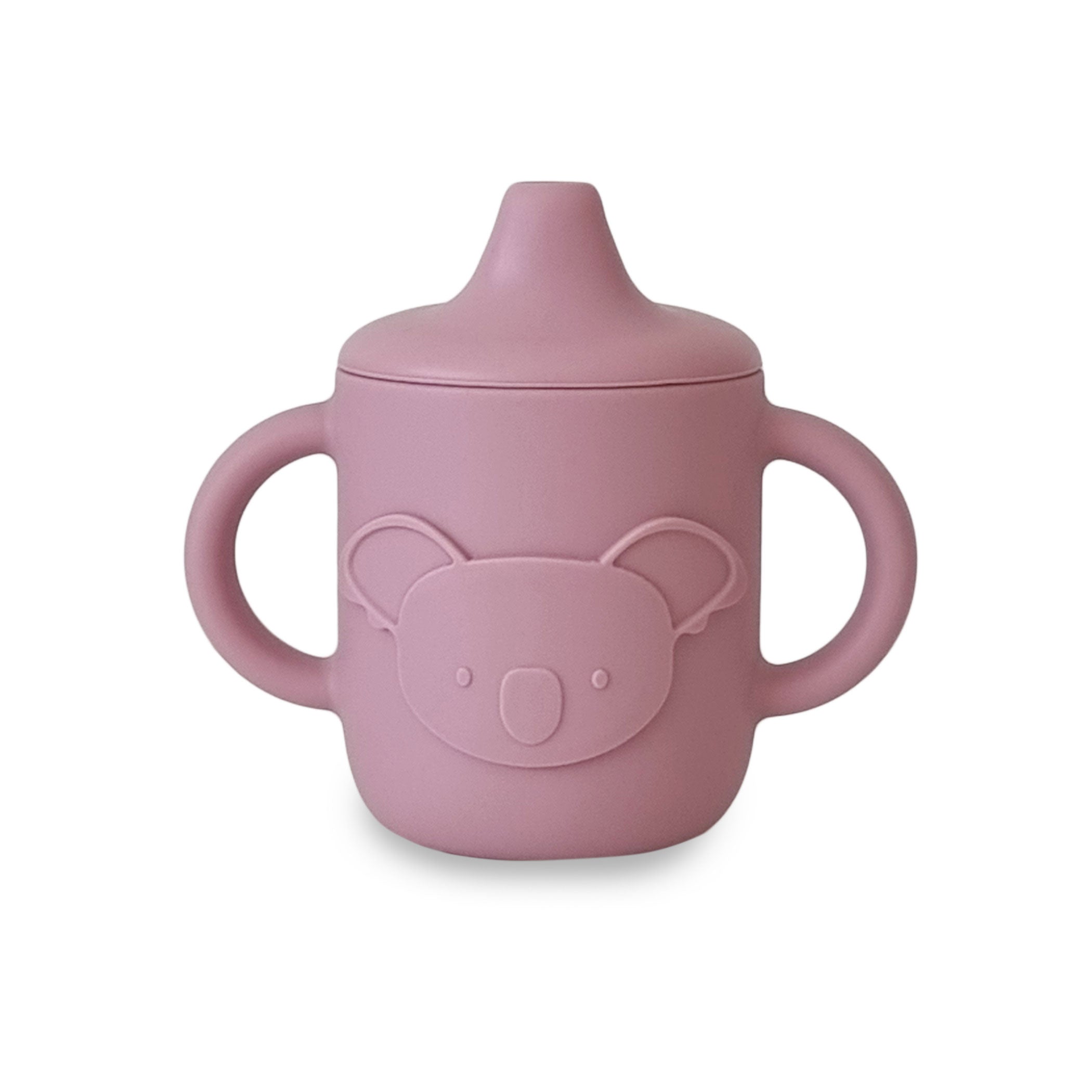 Plum Silicone Koala Sippy Cup for Toddlers - BPA-Free Leak Proof Baby Water Bottle with Handle, Dusty Berry Color - Perfect for Daycare, Travel & Outdoor Activities