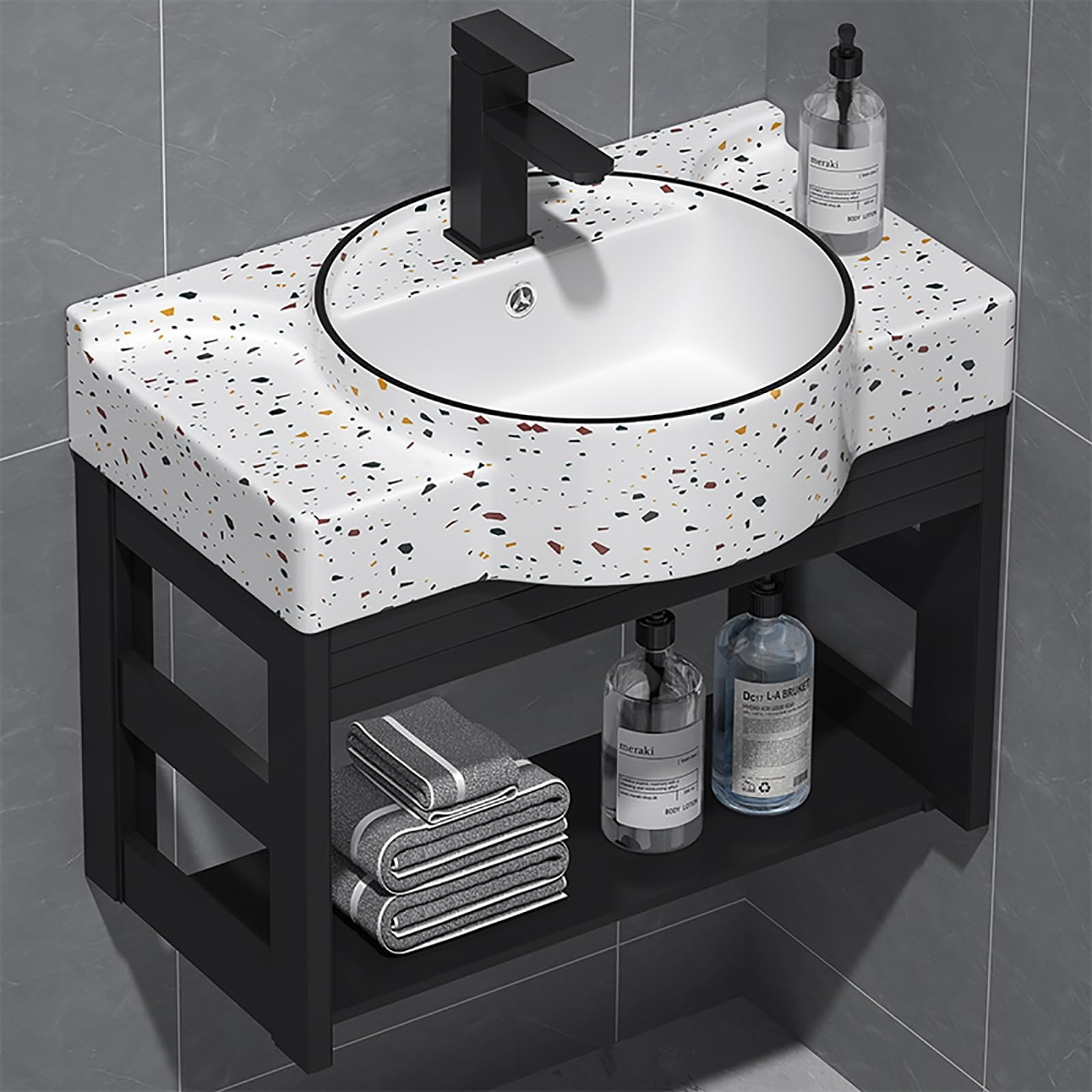 Modern White Ceramic Wall Mounted Corner Bathroom Sink with Faucet - 18.4 Inch Floating Vessel Sink for Small Spaces - Perfect for Powder Rooms, Tiny Homes & Minimalist Bathroom Designs