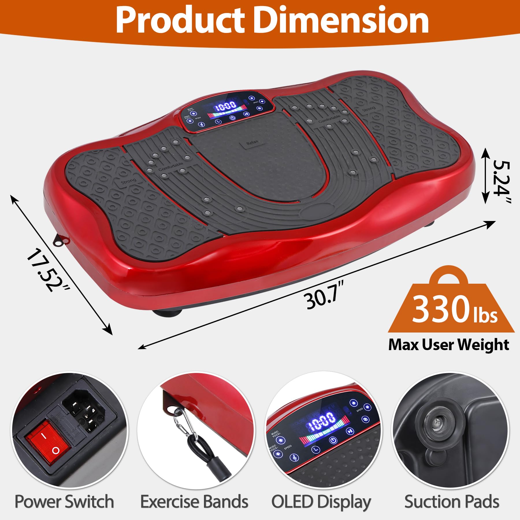 Premium Vibration Plate Exercise Machine for Weight Loss & Lymphatic Drainage - Whole Body Workout Equipment with Bluetooth, Remote & Loop Bands - 120 Speed Levels - Home Gym & Travel Fitness Solution