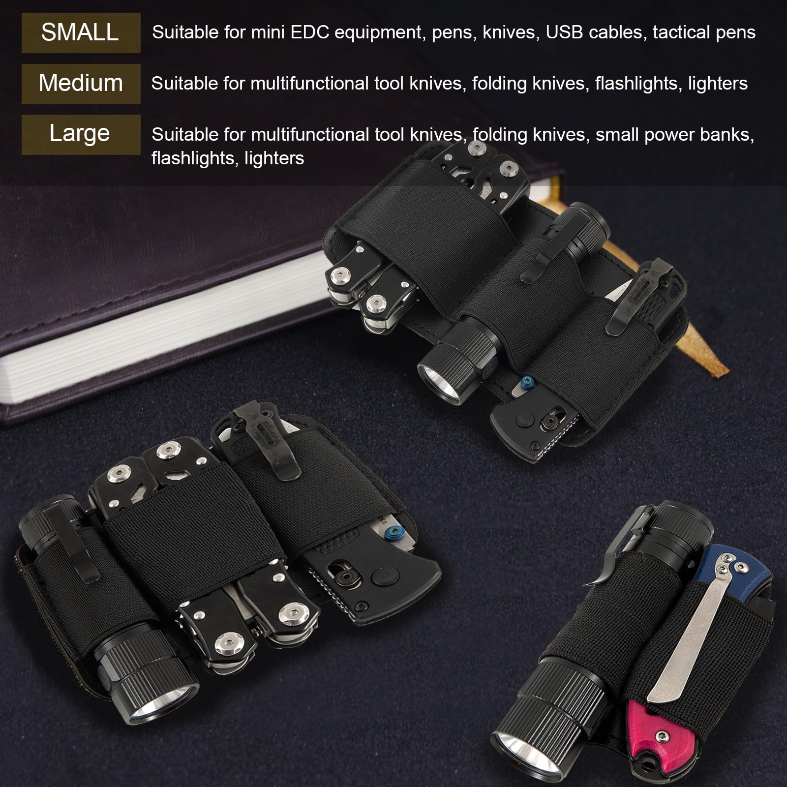 Tactical Modular Organizer - EDC Elastic Storage Pouch with Hook & Loop Backing - Perfect for Backpacks, Vests & Gear Bags - Military, Hiking & Outdoor Use