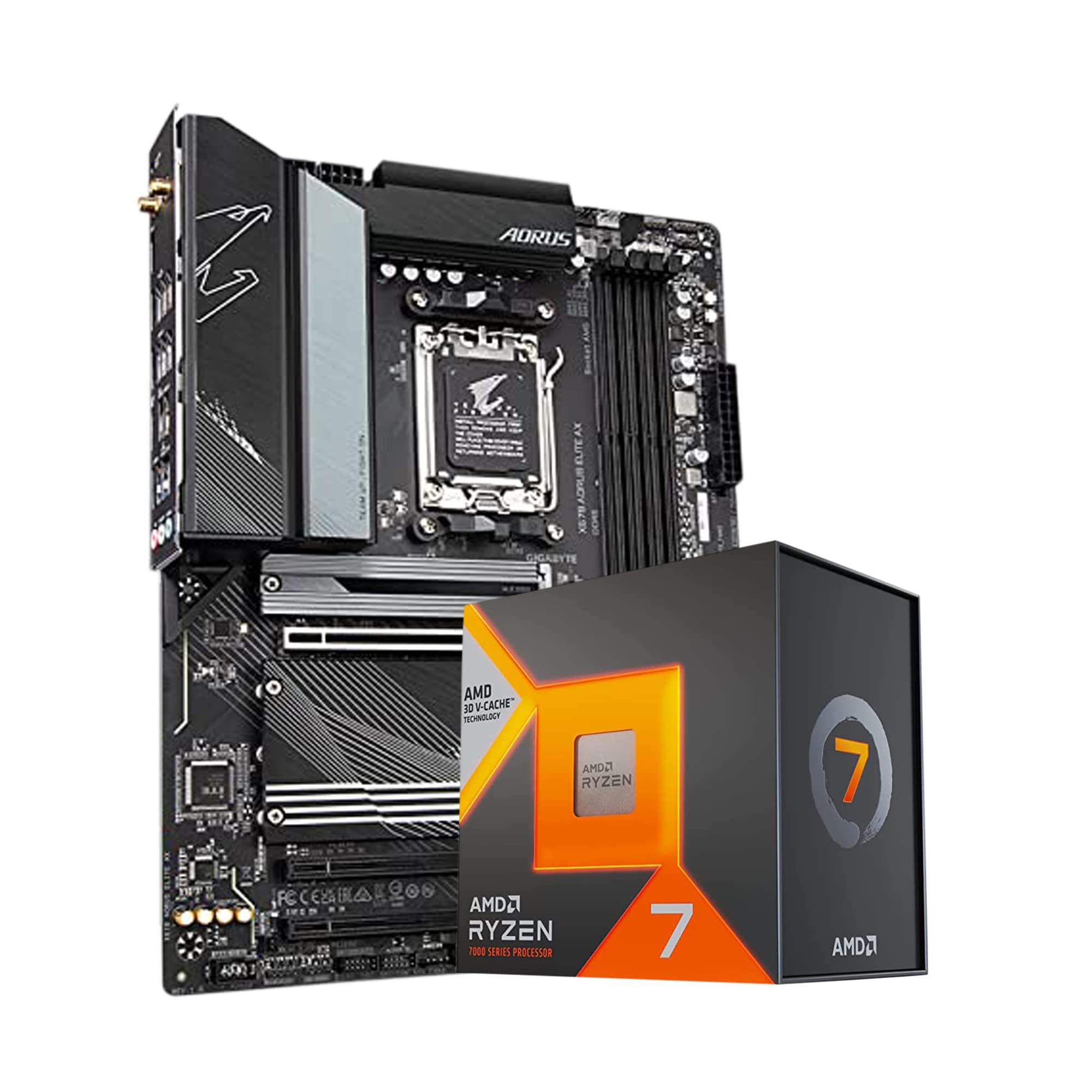 NGTEK AMD Ryzen 7 7800X3D 8-Core 16-Thread Gaming Processor Bundle with GIGABYTE X670 AORUS Elite AX Motherboard - High Performance Desktop PC Build for 4K Gaming, Video Editing & Streaming