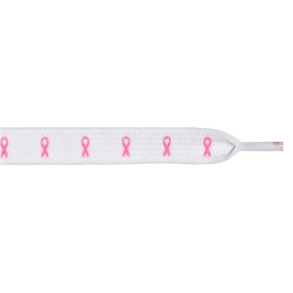 Wholesale Printed Flat 3/8 Inch Pink Ribbon Shoelaces - 12 Pair Pack for Breast Cancer Awareness, Running Shoes & Sneakers