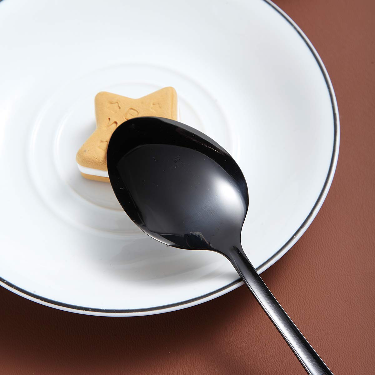 Premium Black Teaspoons Set of 12 - 6.5