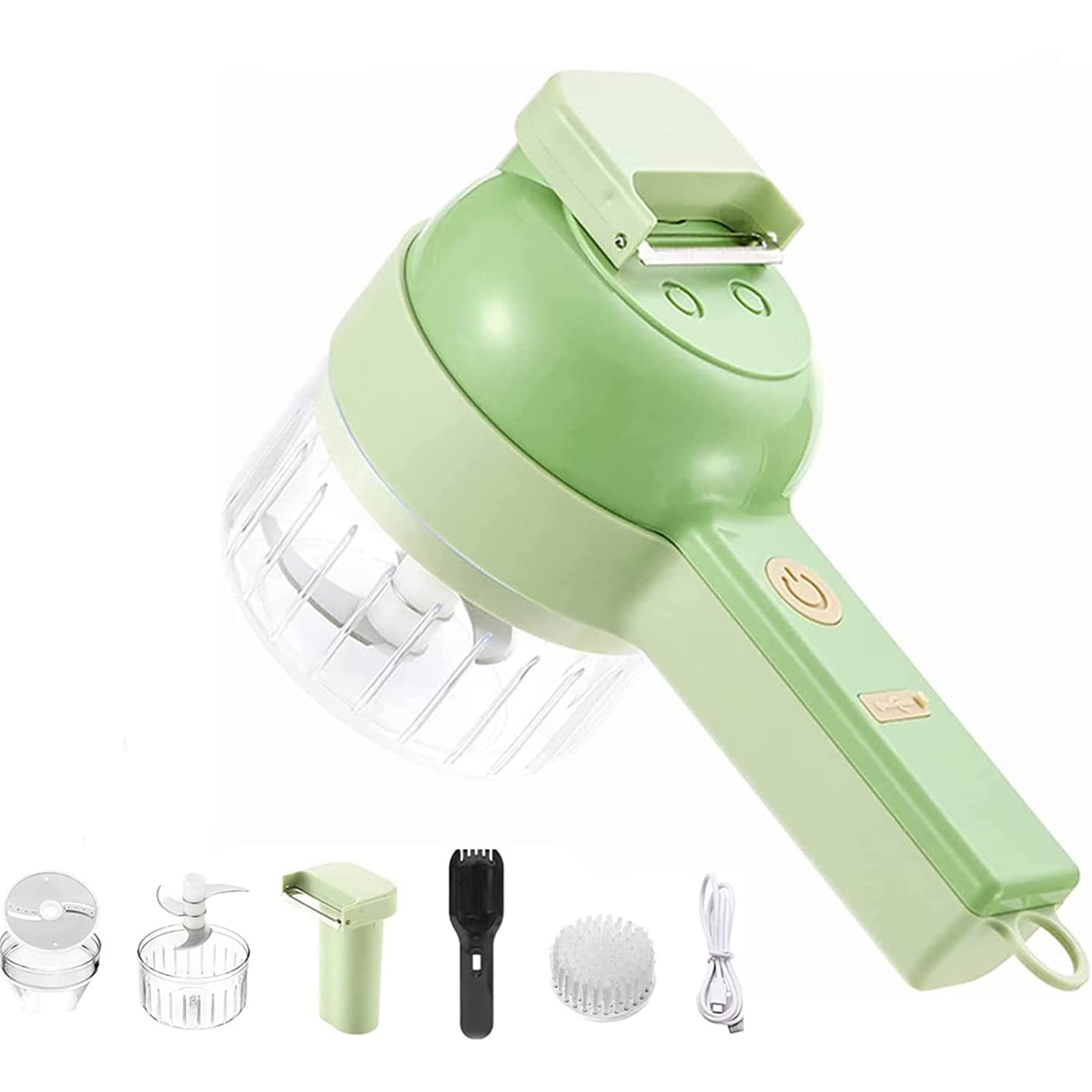 4-in-1 Multifunctional Electric Vegetable Chopper - Garlic Press, Slicer, Dicer & Masher for Fast Food Prep - Perfect for Salads, Stir Fry, Meal Prep & Cooking