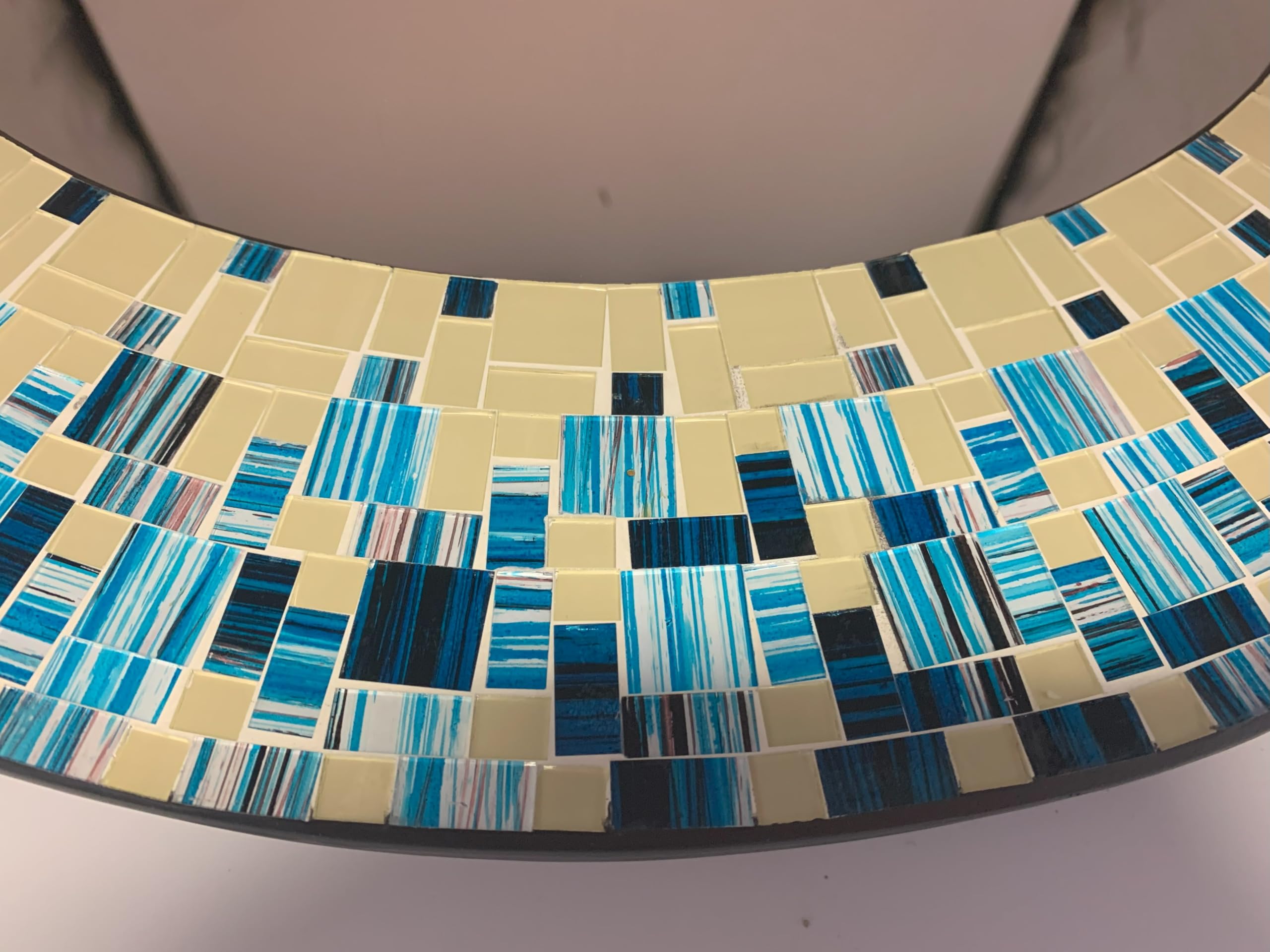 Handcrafted Beige and Blue Mosaic Wall Mirror - 24