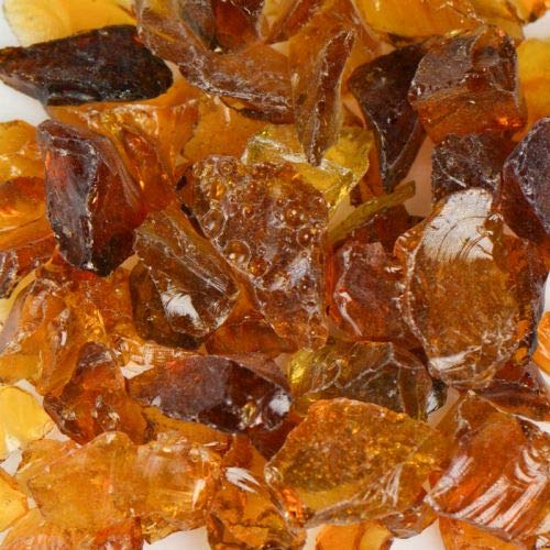 Premium American Crystal Amber Glass Chips - 25 Lbs for DIY Landscaping, Aquariums, Terrariums & Home Decor | Natural Decorative Stones for Gardens, Vases & Crafts