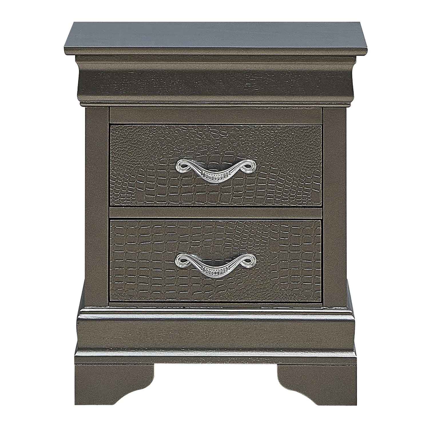Glory Furniture Lorana 2-Drawer Wooden Nightstand - Charcoal Finish Bedside Table for Bedroom, Living Room & Office Storage