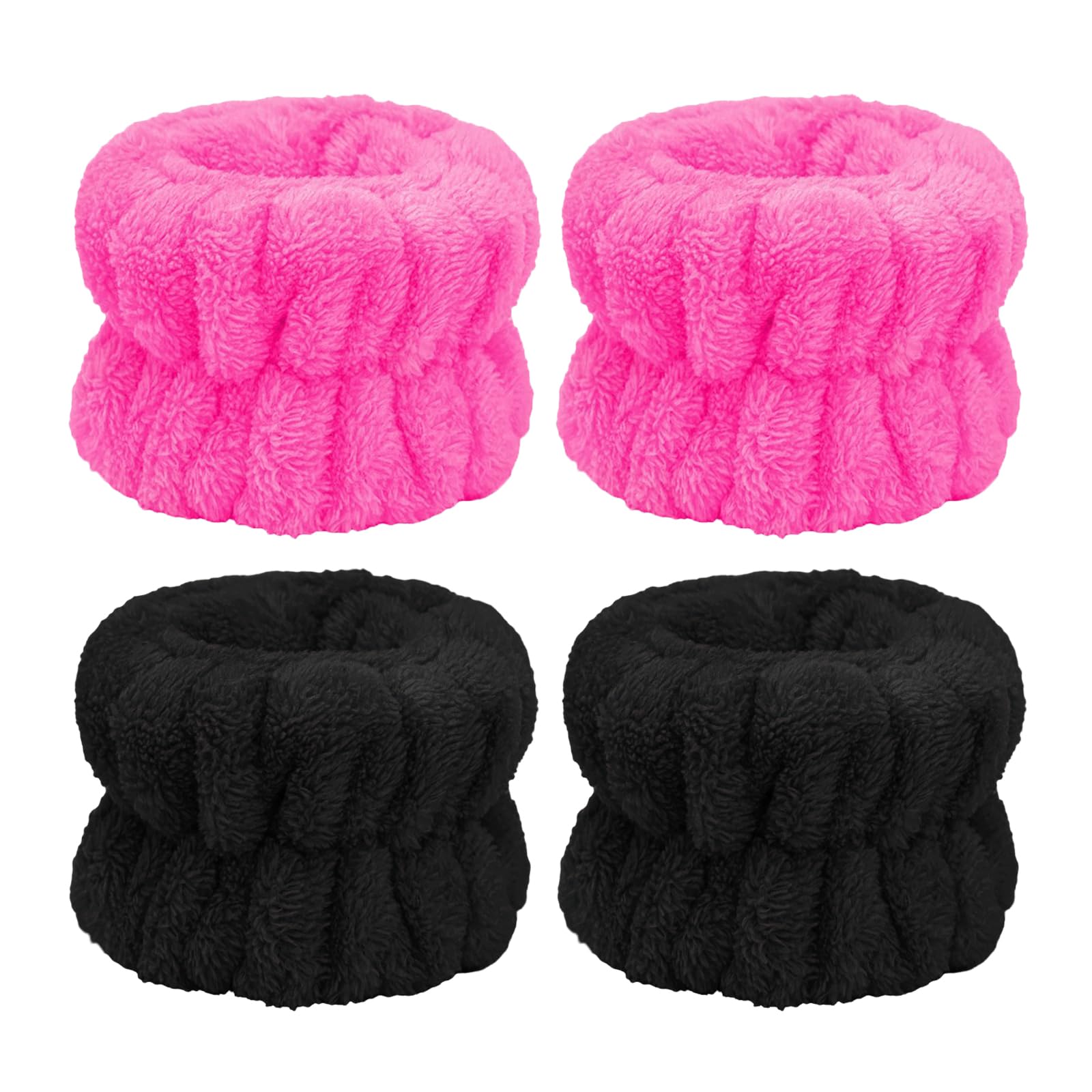 **Absorbent Microfiber Face Washing Wristbands – Waterproof Wrist Wash Band Towel for Skincare & Makeup, Prevents Liquid Spills (Black, Rose Red) – Ideal for Facials, Washing Face & Beauty Routines**