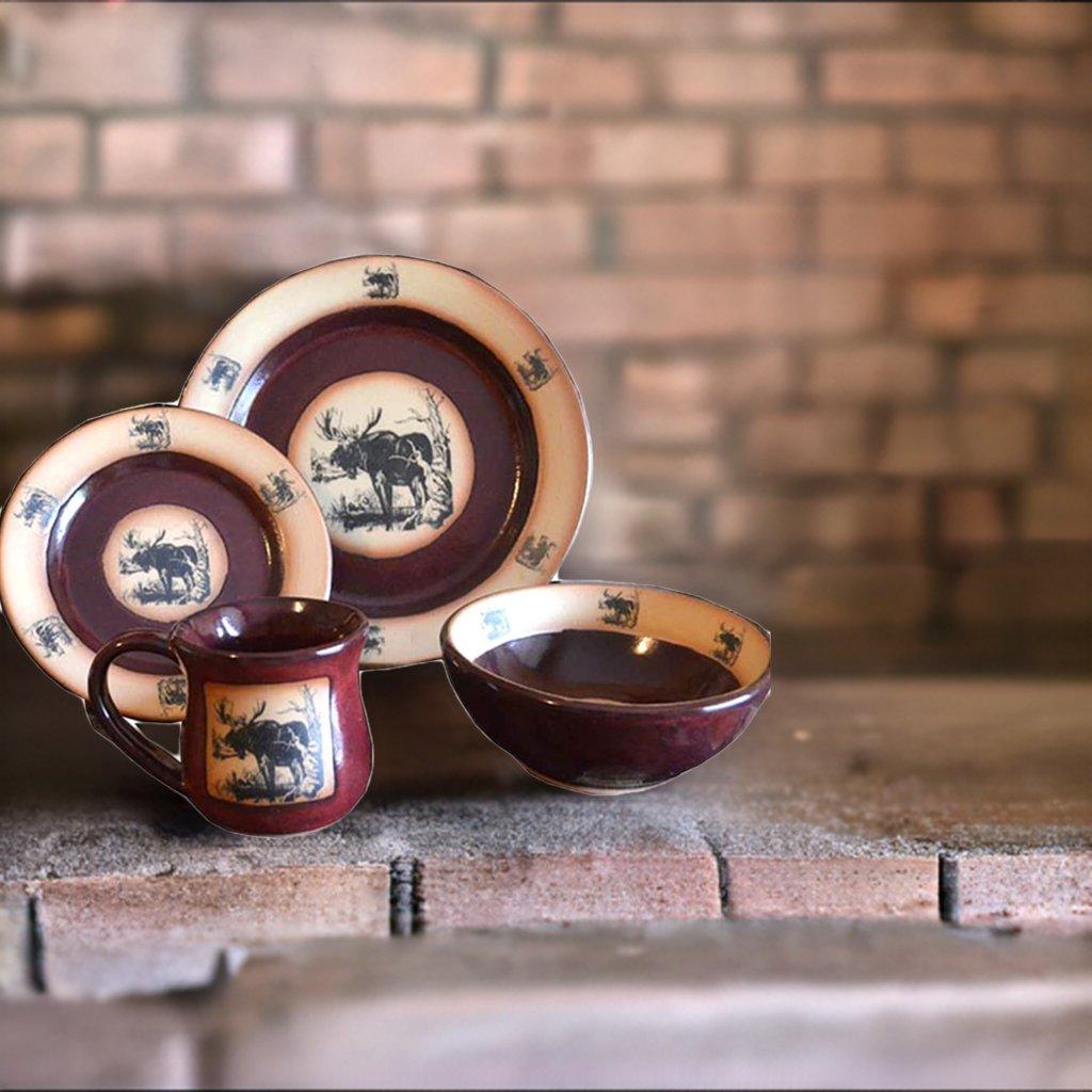 Premium Wilderness Moose Dinnerware Set - Durable Camping Plates, Bowls & Mugs for Outdoor Adventures - Perfect for Hiking, Picnics & RV Trips