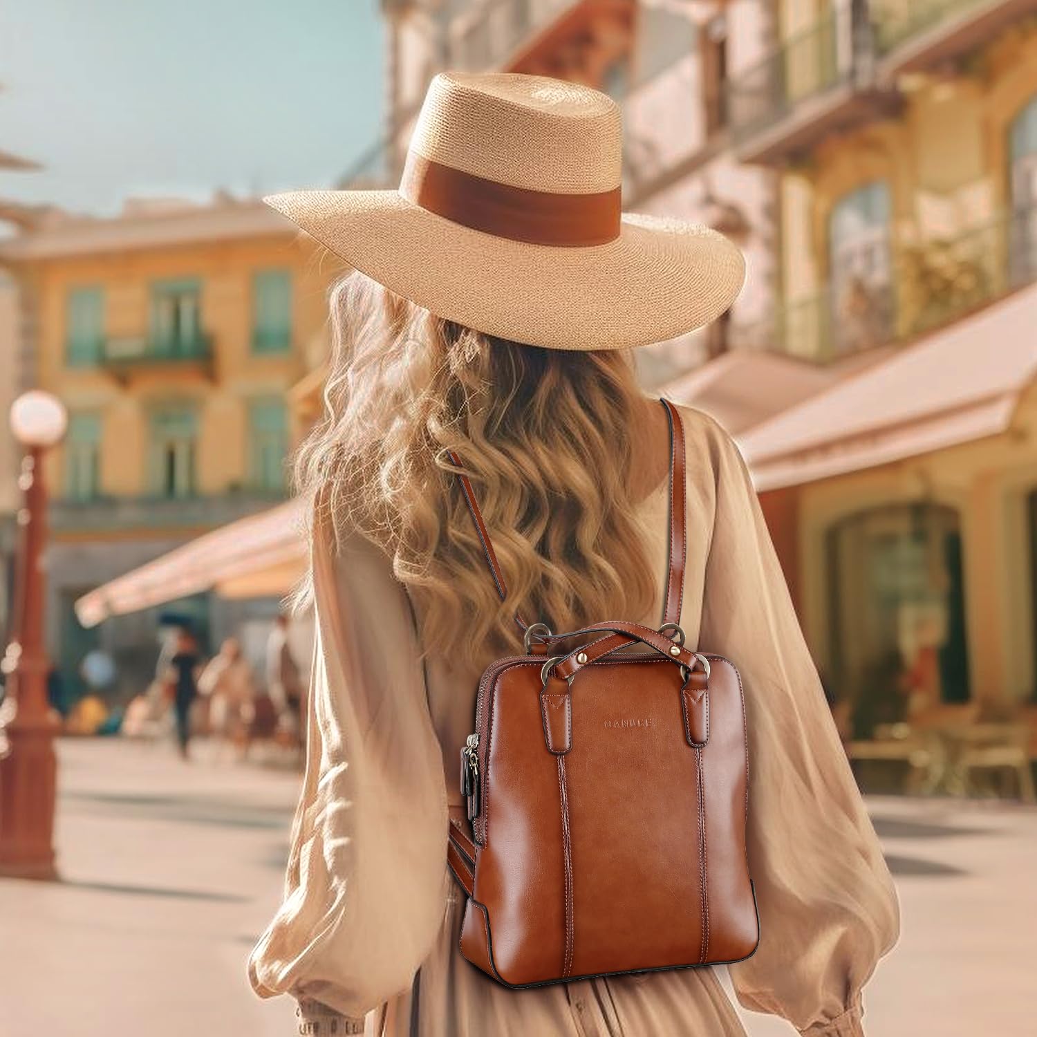 Banuce Stylish Small Convertible Leather Backpack Purse for Women - Fashionable Shoulder Bag & Crossbody Bag in Brown | Perfect for Work, Travel & Everyday Use