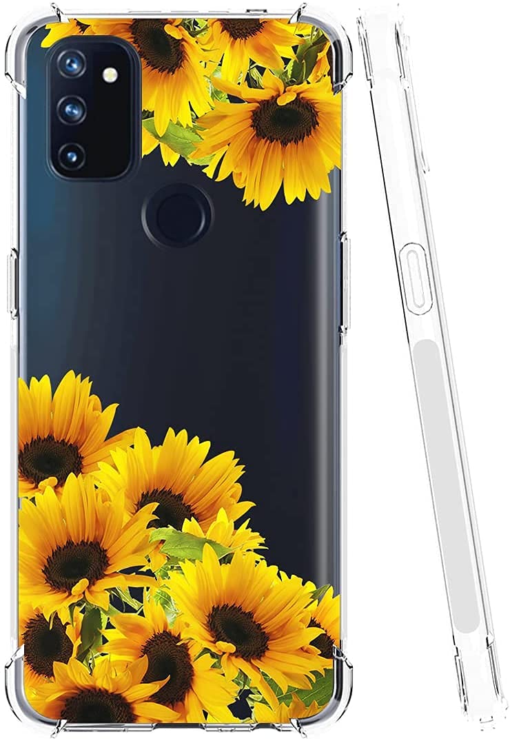 OnePlus Nord N100 Case - Cute Clear Slim Shockproof TPU Rubber Phone Cover with Sunflower Pattern for Girls & Women | Perfect for Everyday Use, Travel & Outdoor Activities