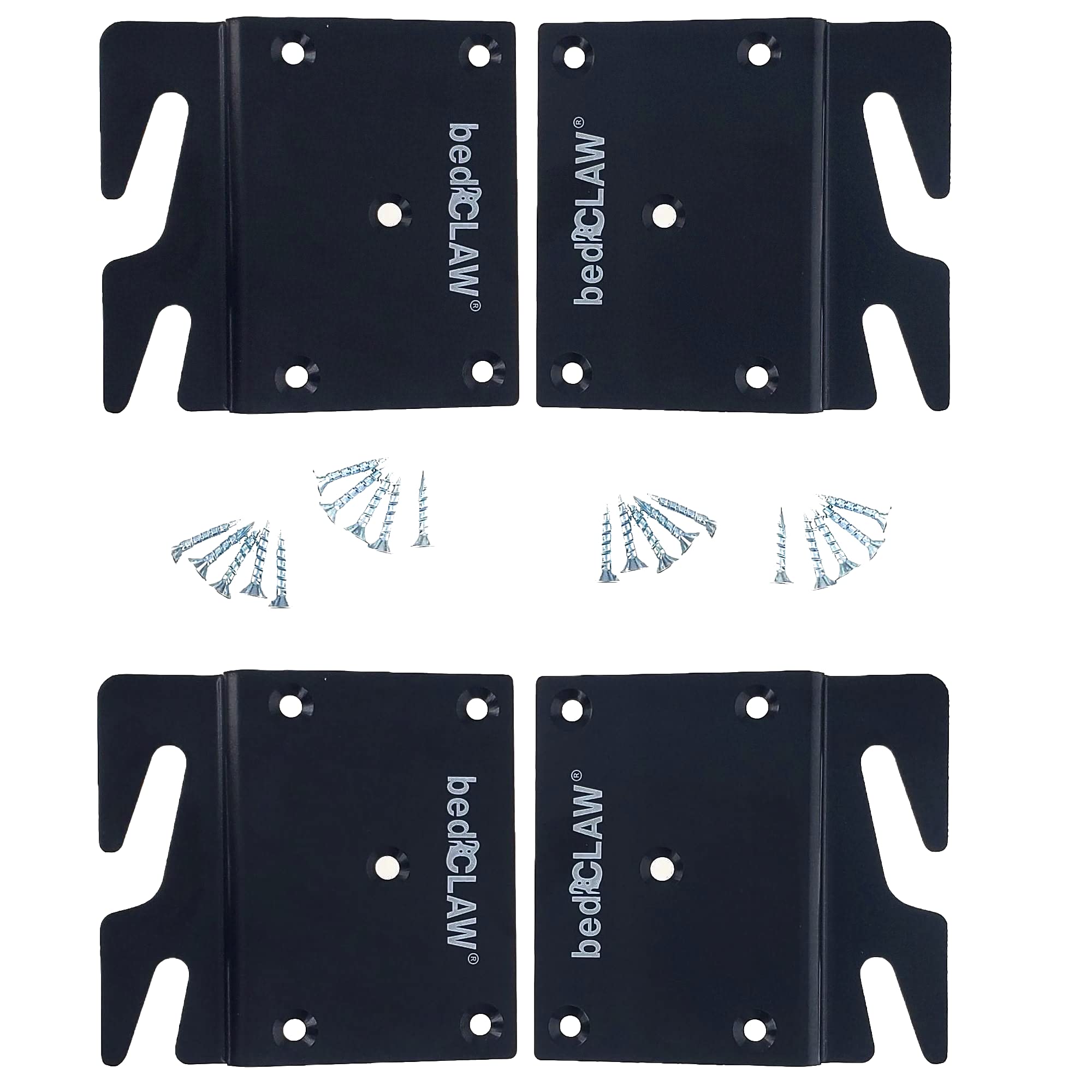 Vintage Hook Plates for Wooden Bed Rail Repair - Set of 4 with Screws - Heavy Duty Bed Frame Hardware - Perfect for Antique Furniture Restoration & DIY Bed Frame Projects