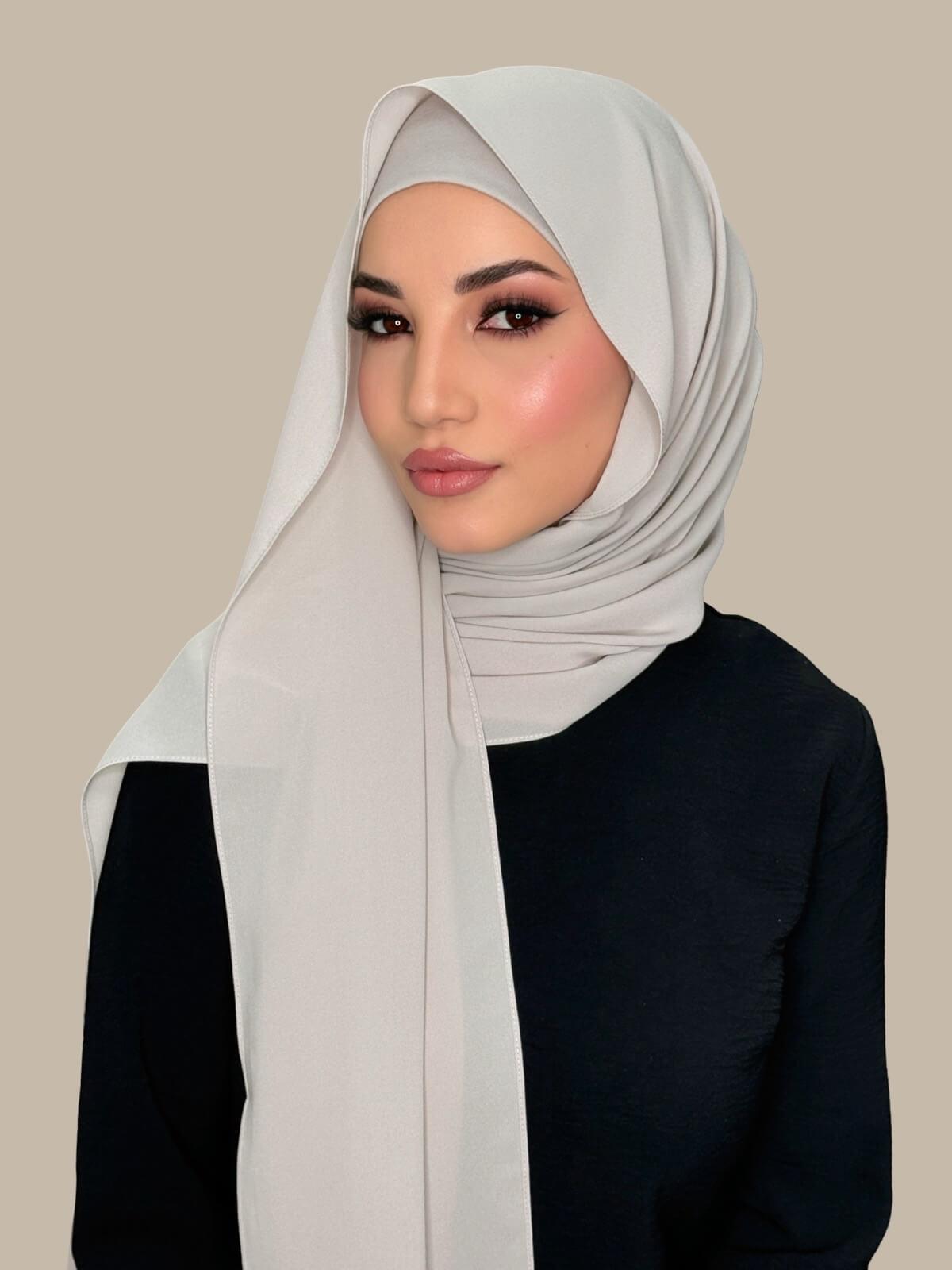 Elegant Misty Lilac Chiffon Hijab Set - Soft & Breathable Scarf for Women - Perfect for Daily Wear, Prayer, and Special Occasions