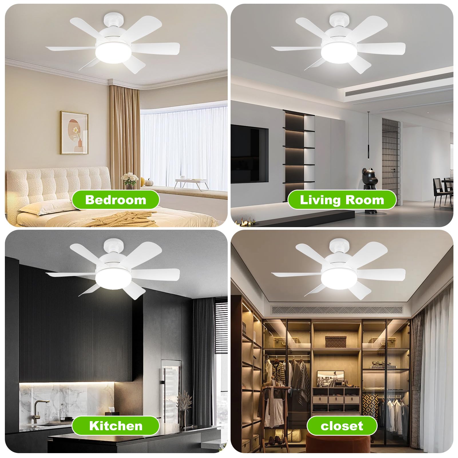Smart Ceiling Fan with Light and Remote - Dimmable LED 3000K-6500K, 6 Speed Quiet Operation, 1500 Lumens Screw-in Light for Bedroom, Kitchen, Living Room - Perfect for Home Cooling and Ambient Lighting
