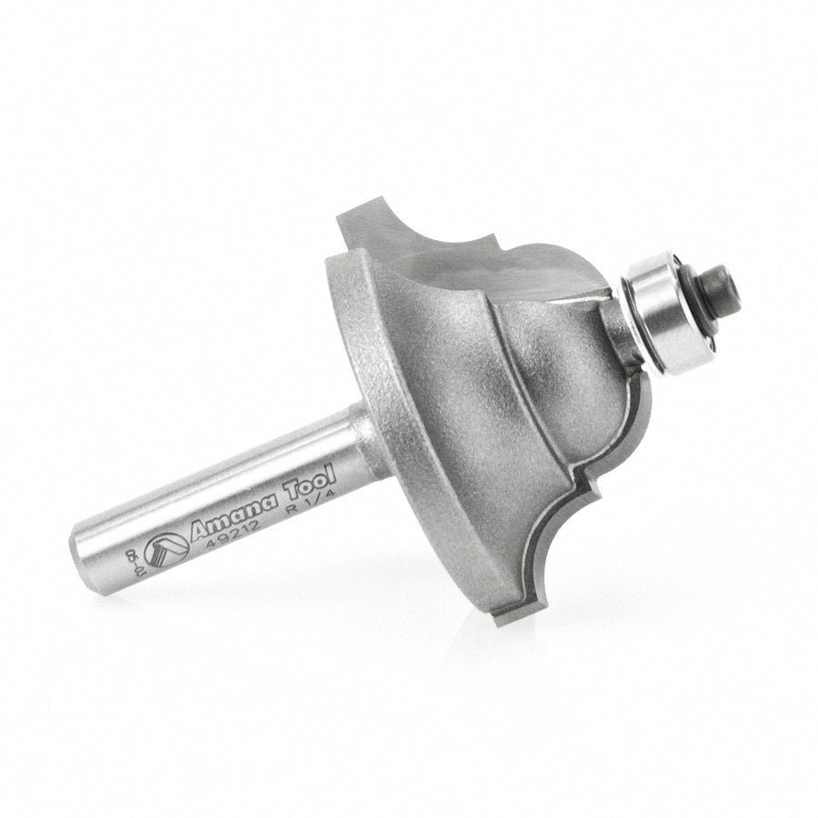 Amana 49212 Double Ogee 1/4 Radius 1/4 Shank Router Bit - Premium Woodworking Tool for Cabinet Making & Decorative Edging