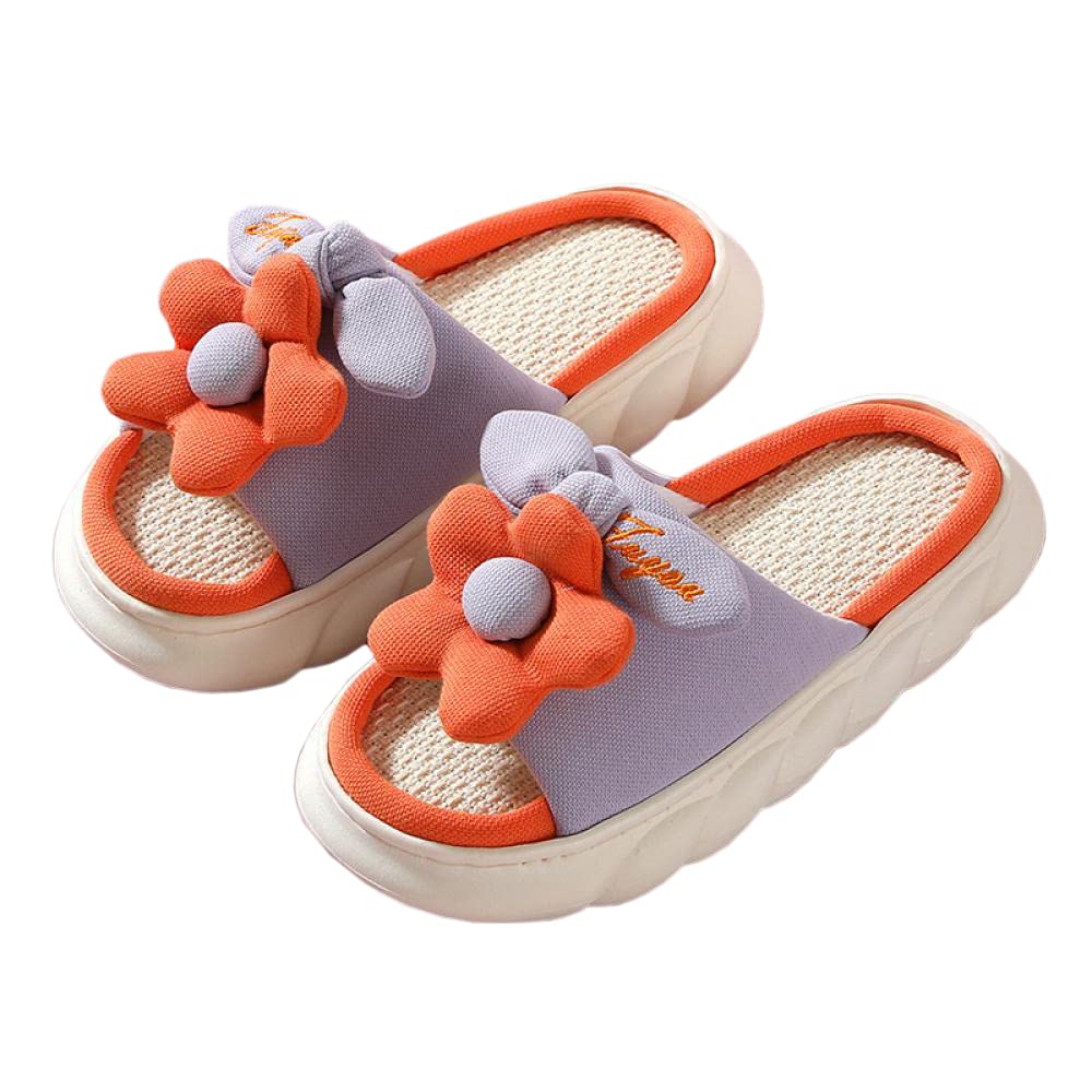 Gaolinci Women's Thick Sole Comfortable Linen Slippers - Non-Slip Indoor House Shoes for Home, Spa & Relaxation
