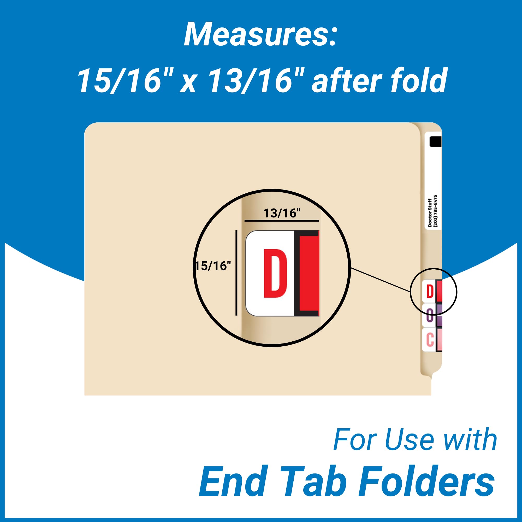 Doctor Stuff File Folder Labels - Alphabet Letter Stickers with Ring Binder & Index Sheets, Compatible with POS 3400 POAM Series - 15/16