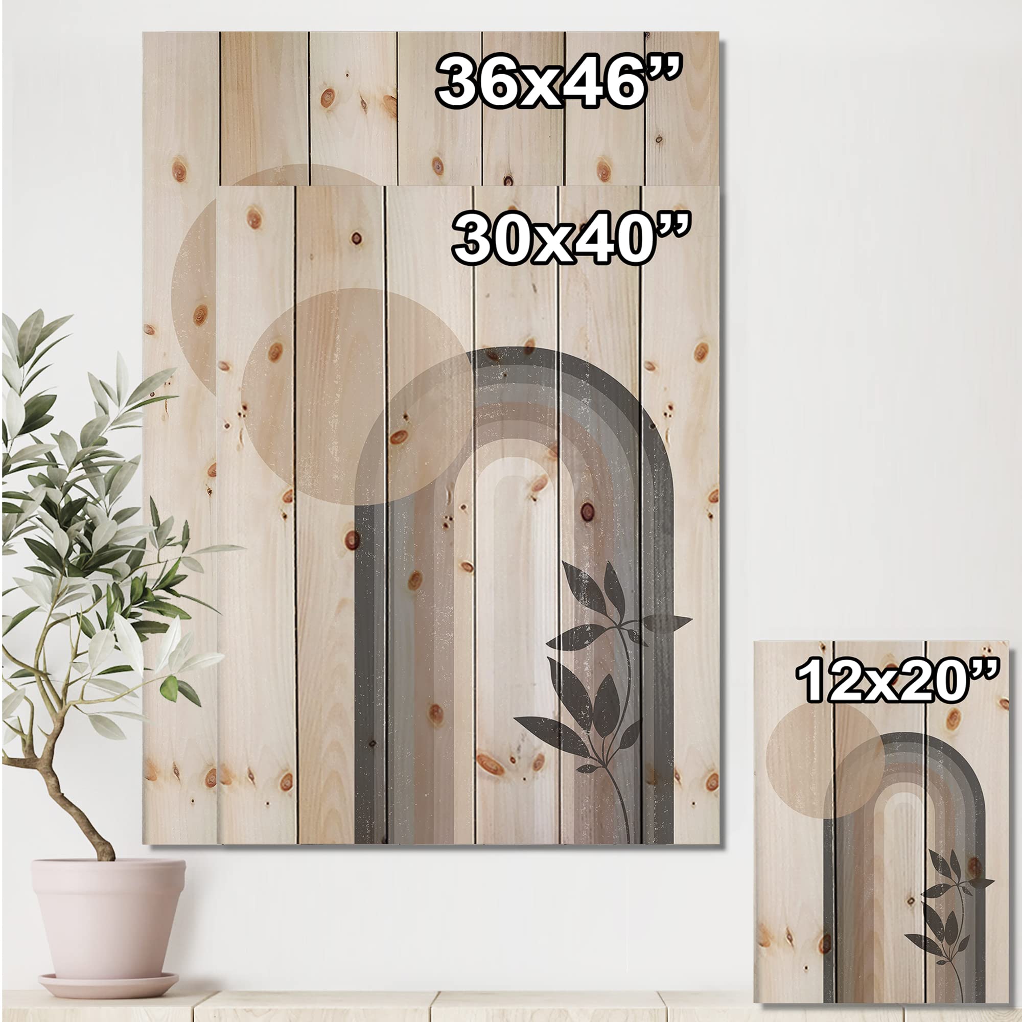 Abstract Rainbow Sun Moon Wood Wall Art - Modern Geometric Pine Decor for Living Room & Bedroom
