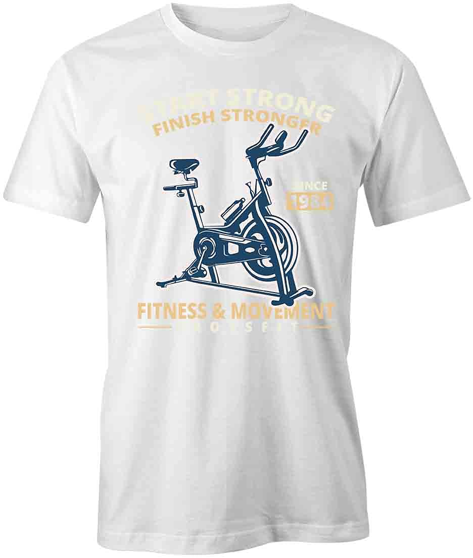Start Strong Finish Stronger Fitness T-Shirt for Men & Women | Motivational Workout Graphic Tee | Gym, Running & Training Apparel | Comfortable Cotton White Printed T-Shirt
