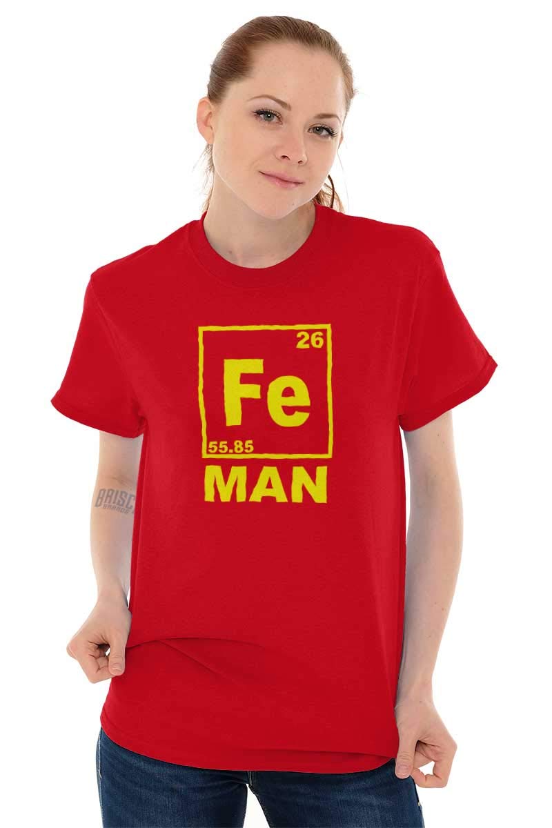 Fe Iron Science Elements Superhero Graphic T-Shirt for Men - Cool Chemistry & Physics Tee for Science Lovers, Gifts, and Casual Wear