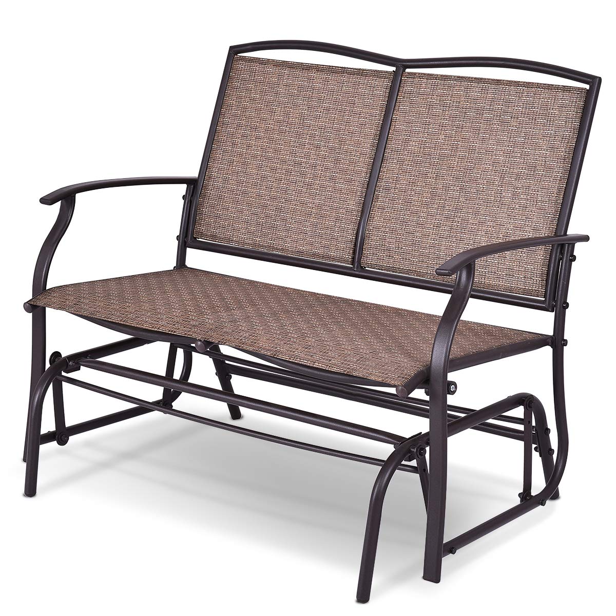 Outdoor Swing Glider Loveseat Chair - Heavy Duty Powder Coated Steel Frame Patio Bench for Backyard, Garden & Deck - Perfect for Relaxing, Lounging & Enjoying Sunset Views