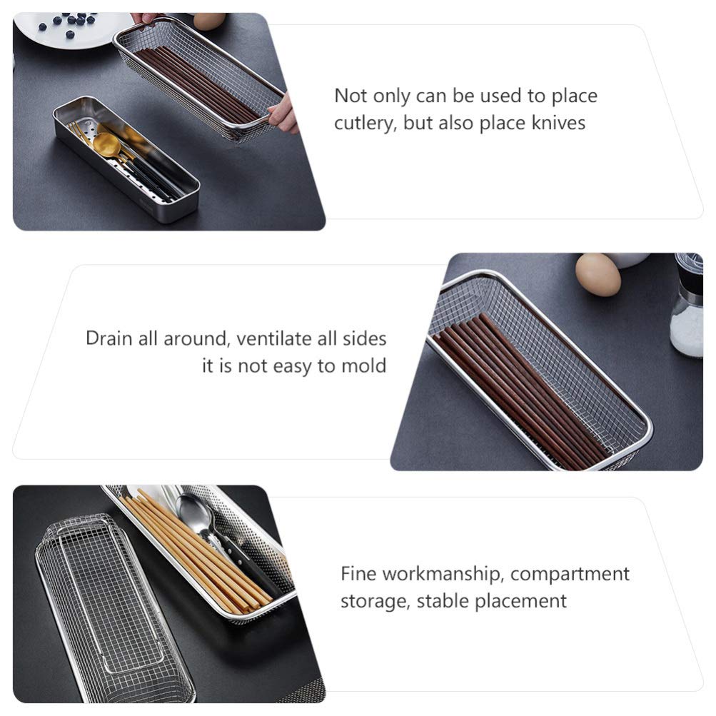 DOITOOL Mesh Silverware Tray Organizer for Kitchen Drawer - Stainless Steel Cutlery & Utensil Storage Solution - Perfect for Organizing Forks, Spoons, Knives in Home, Office or Bathroom - Space Saving Kitchen Accessory (Silver, 1-Pack) - Ideal for Meal Prep, Entertaining & Daily Use