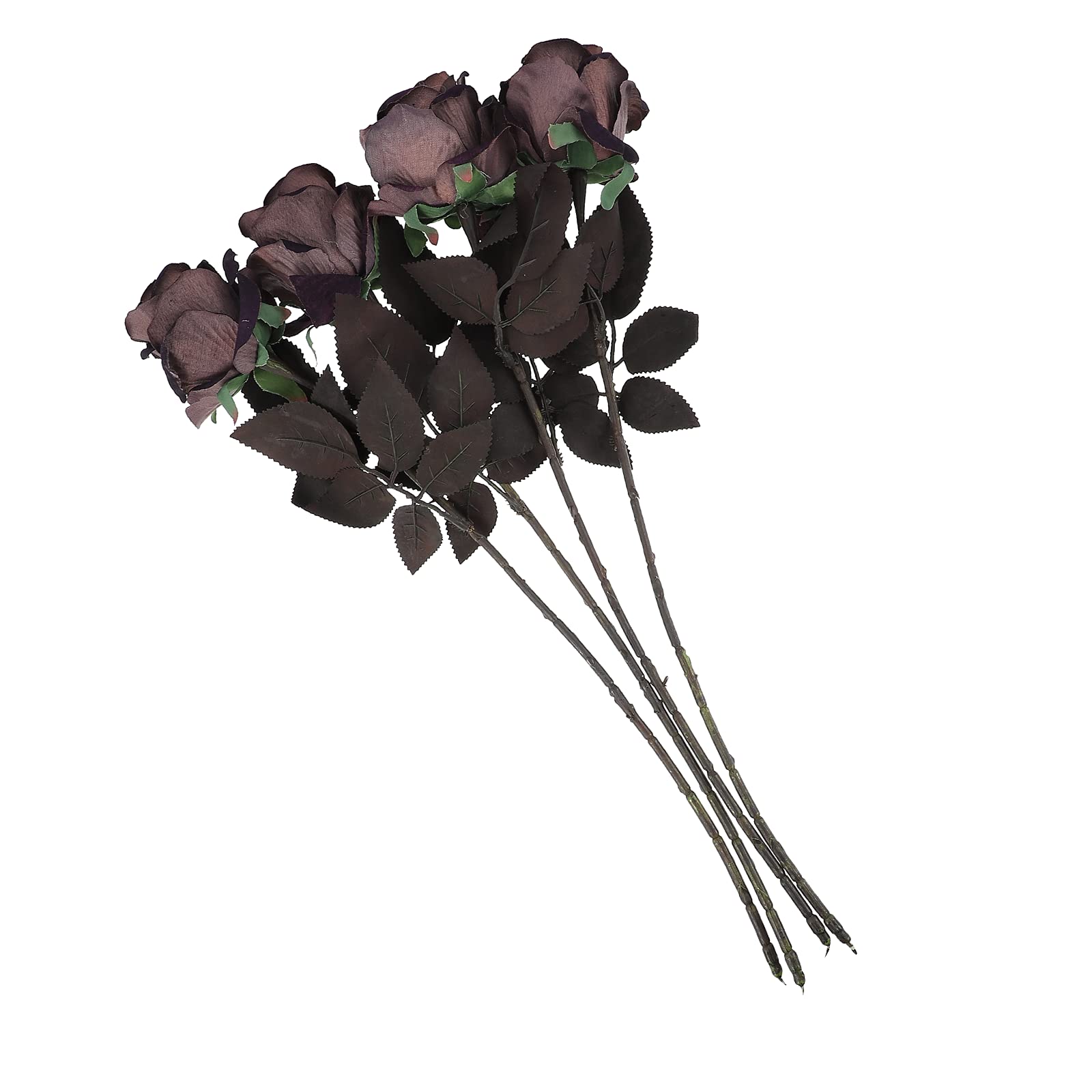 SOIMISS 4pcs Black Flannel Roses Artificial Flowers - Halloween Decor, Silk Rose Stems for Dining Table Centerpiece, Wedding Party, Home Decor & Gothic Floral Arrangements