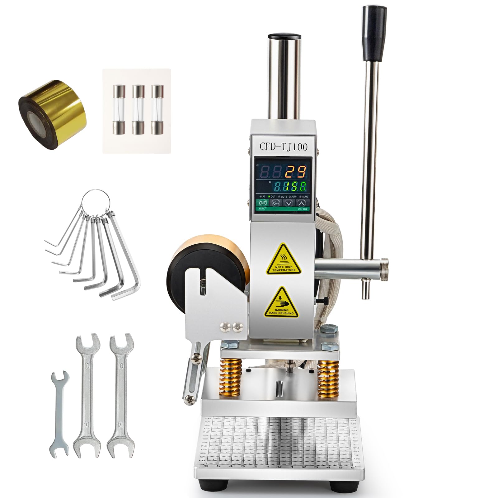 SmarketBuy Hot Foil Stamping Machine - 3.94 x 5.12 Inch Manual Embosser with Grid Scale for Leather, Wood, Paper, Plastic Crafts | Perfect for DIY Projects, Scrapbooking & Gift Making