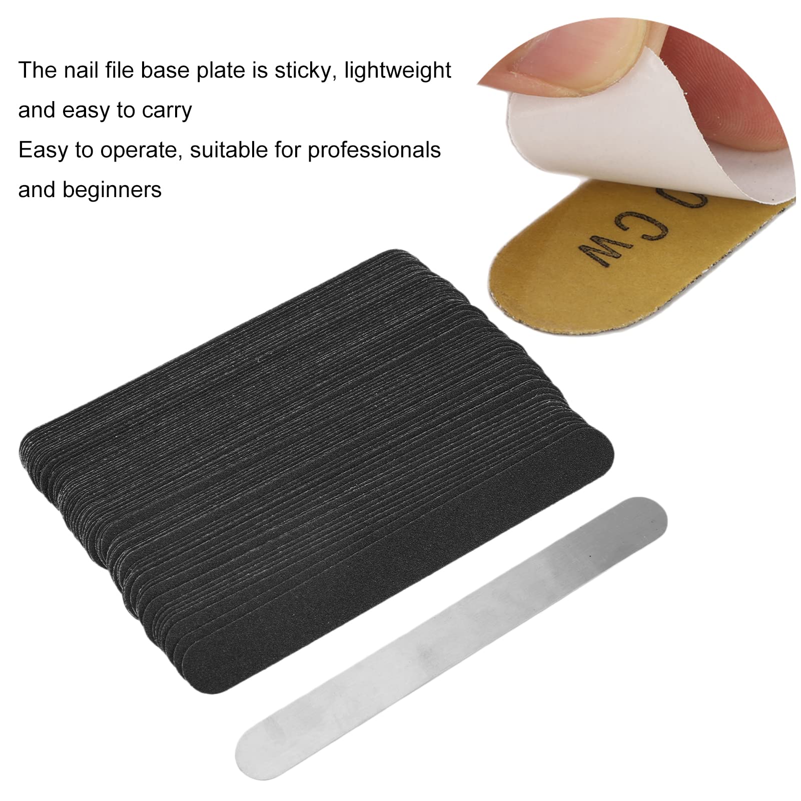 100 Pcs Nail File Strips Kit with Reusable Stainless Steel Base - Professional Acrylic & Natural Nail Care - Perfect for Salons, DIY Manicures & At-Home Nail Art