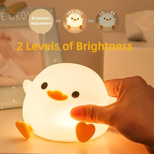 Duck Night Light - Portable Silicone Dimmable Nursery Lamp with 20-Minute Timer & USB Charging | Touch Control Baby Night Light for Boys & Girls | Perfect Birthday Gift for Kids, Bedroom Decor & Sleep Aid