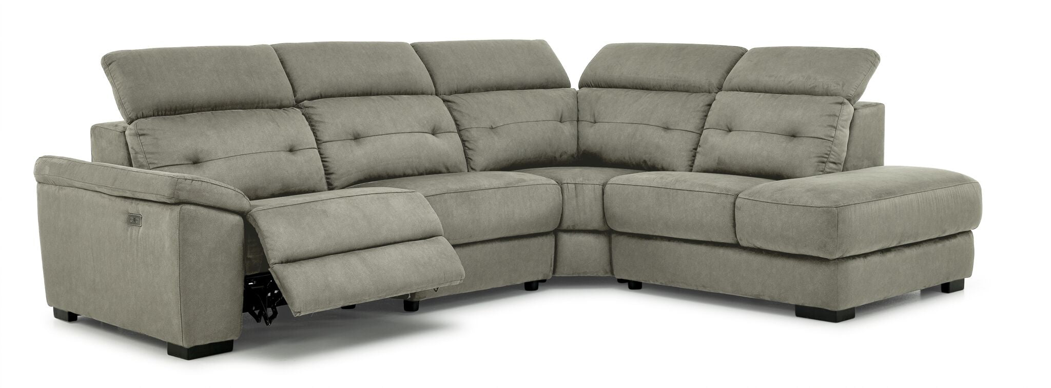 Colorado 4-Piece Power Reclining Sectional Sofa with Right Facing Chaise in Silver - Modern Living Room Furniture for Home Theater & Family Gatherings