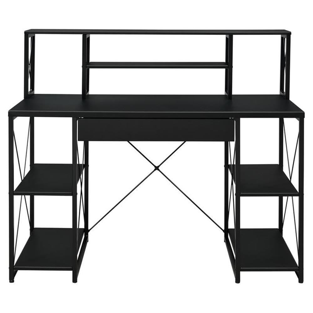 Acme Amiel Black Wooden 1-Drawer Writing Desk with Small Hutch - Compact Home Office Desk for Small Spaces, Study & Dorm Room