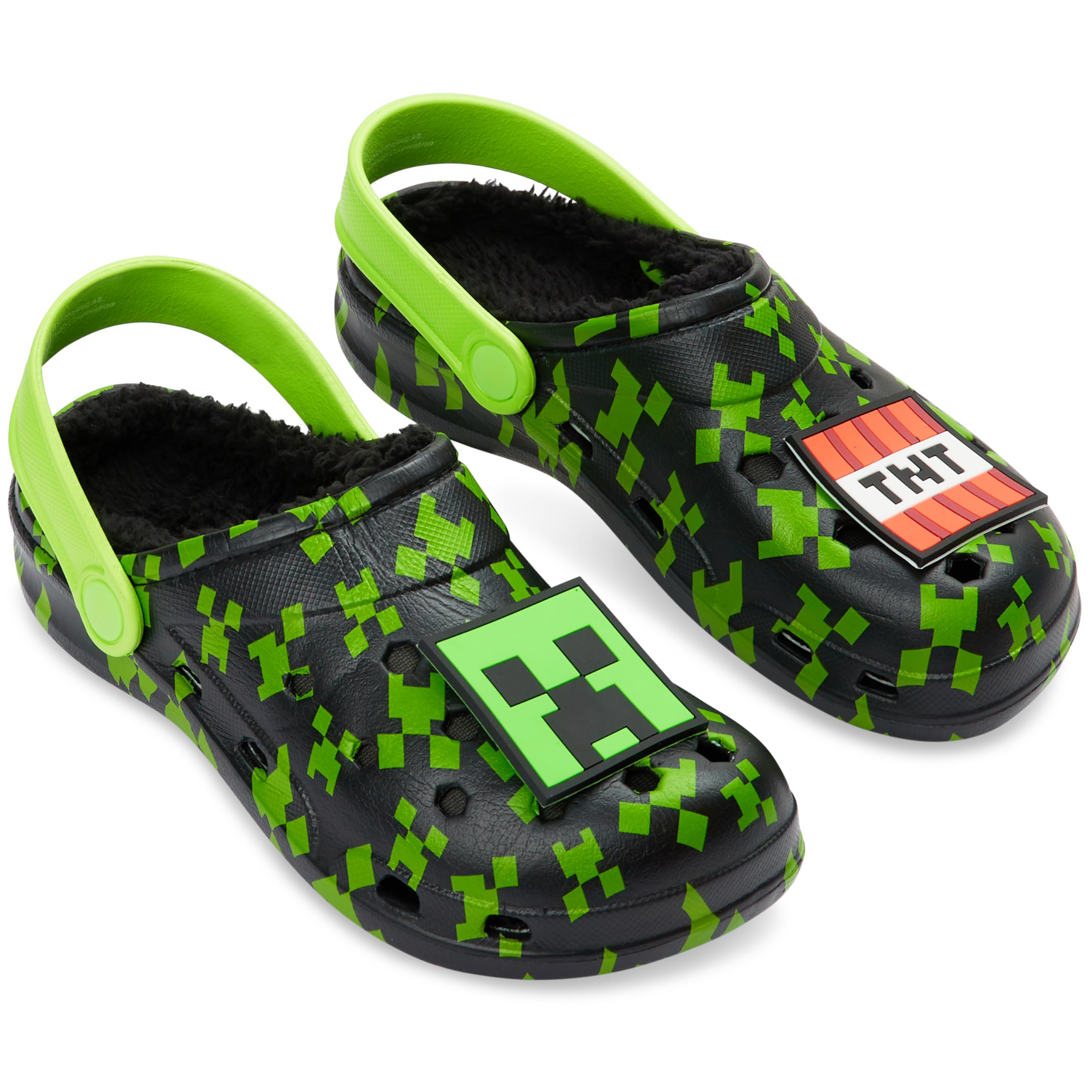 **Minecraft Boys Winter Clogs with Fleece Lining & Charms - Warm & Cozy House Slippers for Kids - Perfect Gift for Boys & Gamers - Great for Indoor & Outdoor Wear**