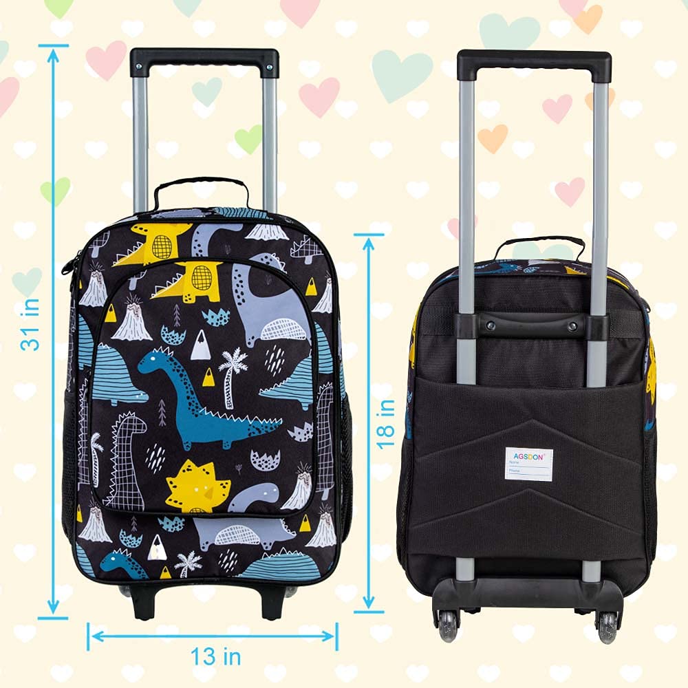 AGSDON Kids Luggage with Rolling Wheels - Cute Travel Suitcase for Boys & Girls, Toddler Carry-On for Airplane, School Trips & Family Vacations
