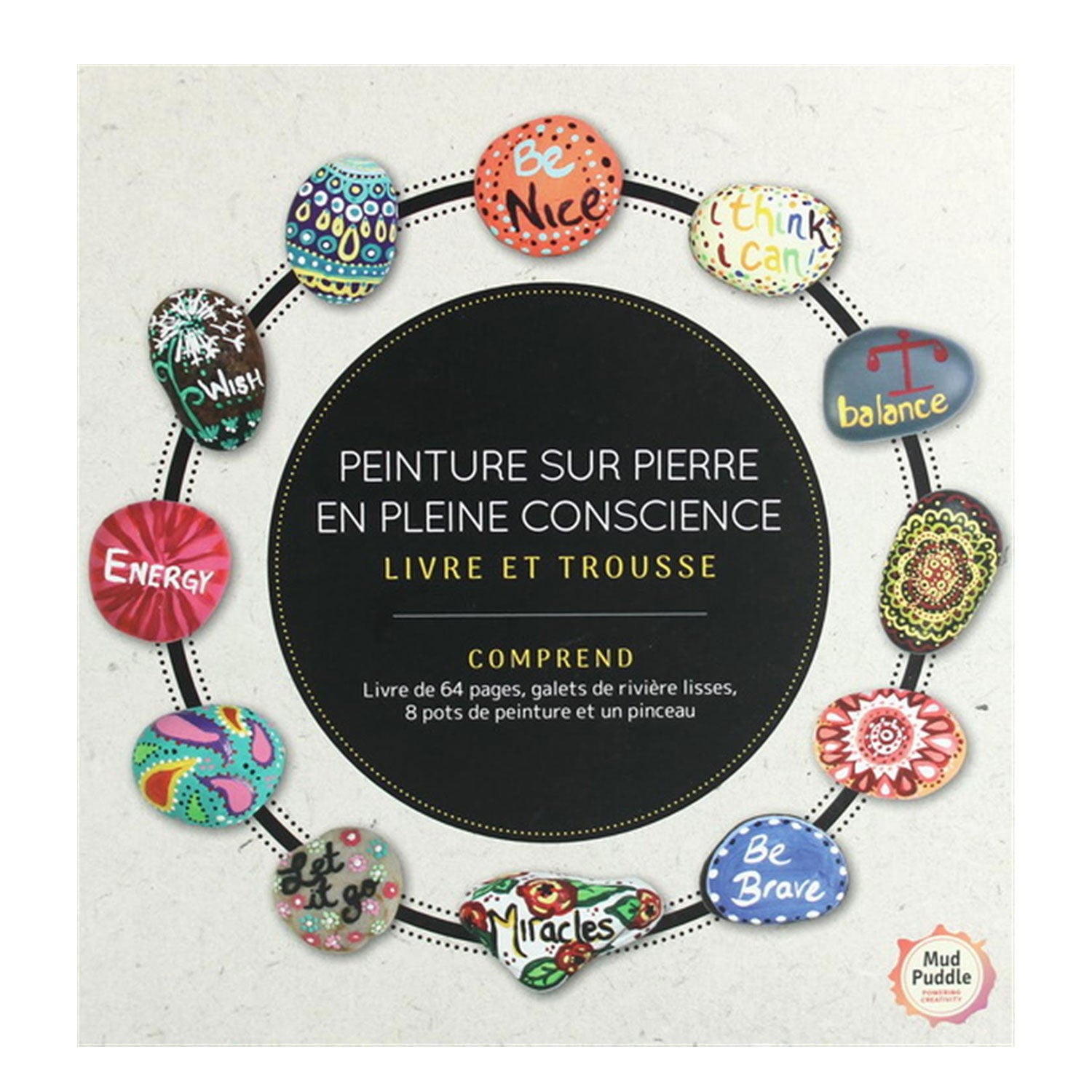 Mindfulness Stone Painting Kit - French Edition - Creative Art Therapy & Stress Relief for Adults & Kids