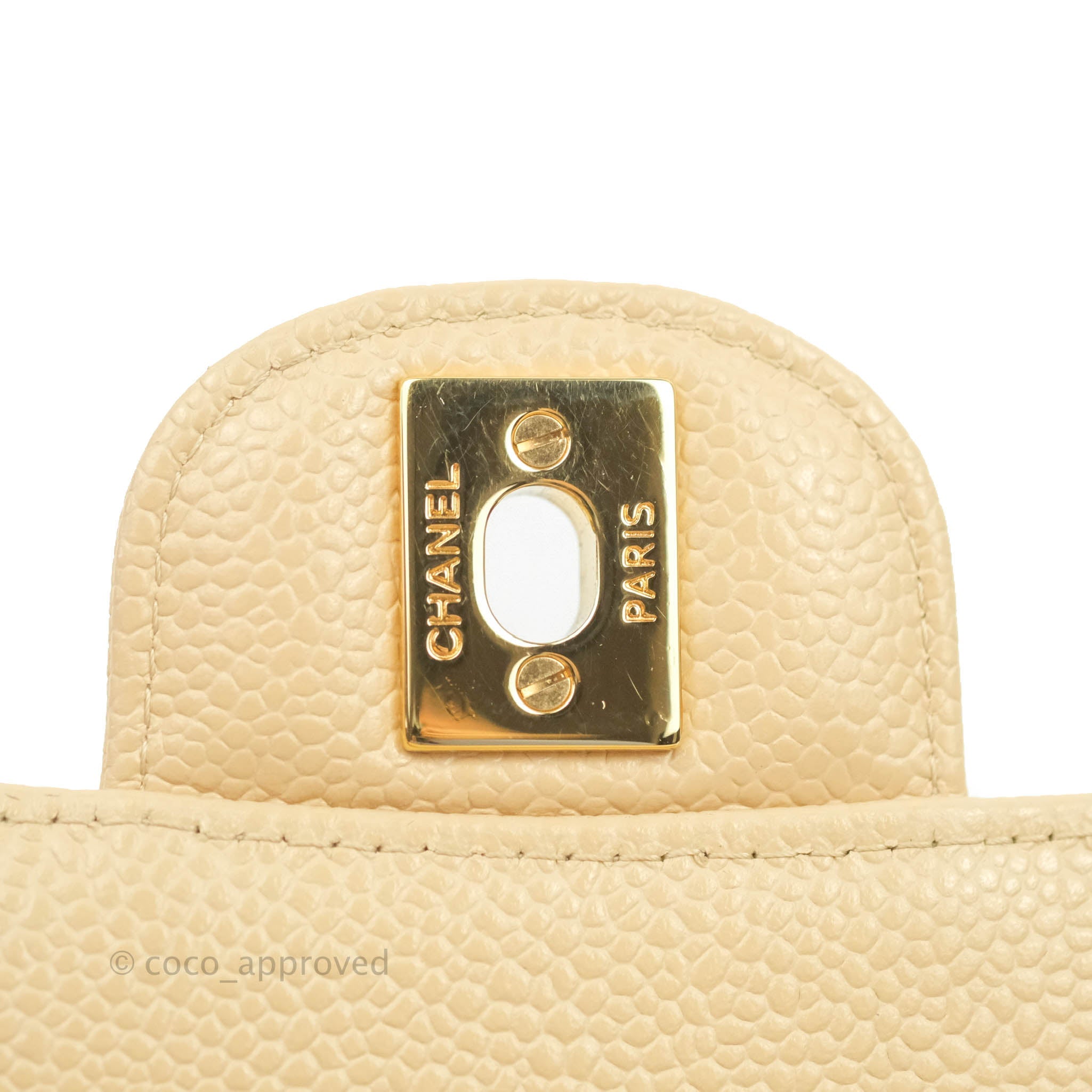 Chanel Classic Medium Double Flap Bag Quilted Beige Caviar Leather with Gold Hardware - Luxury Designer Handbag for Women, Perfect for Work, Date Night & Special Occasions