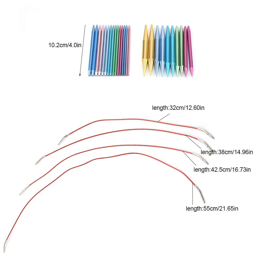 banapo Interchangeable Knitting Needles Set - Aluminum & Plastic DIY Crochet Tools for Home Knitting - Perfect Gift for Crafty Moms & Knitting Enthusiasts | Great for Scarves, Sweaters & Handmade Gifts